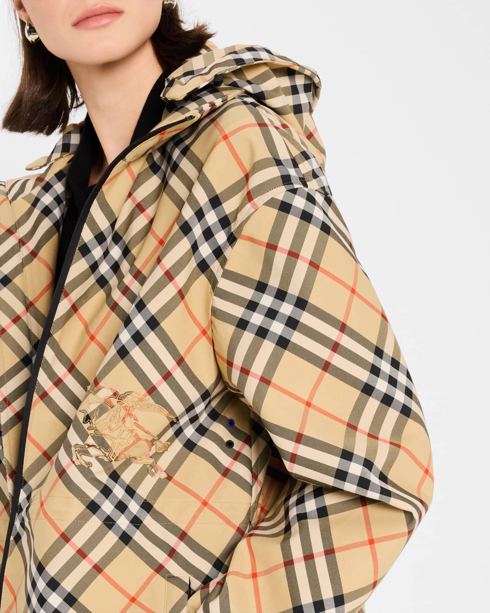 Checked hooded jacket sale