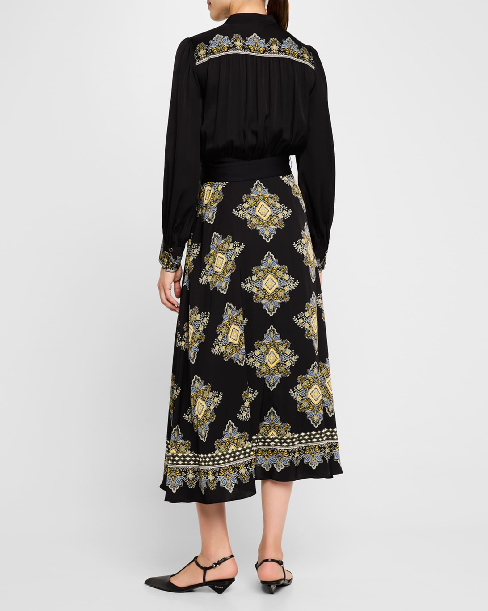 The Mona Floral Print Silk Midi Dress