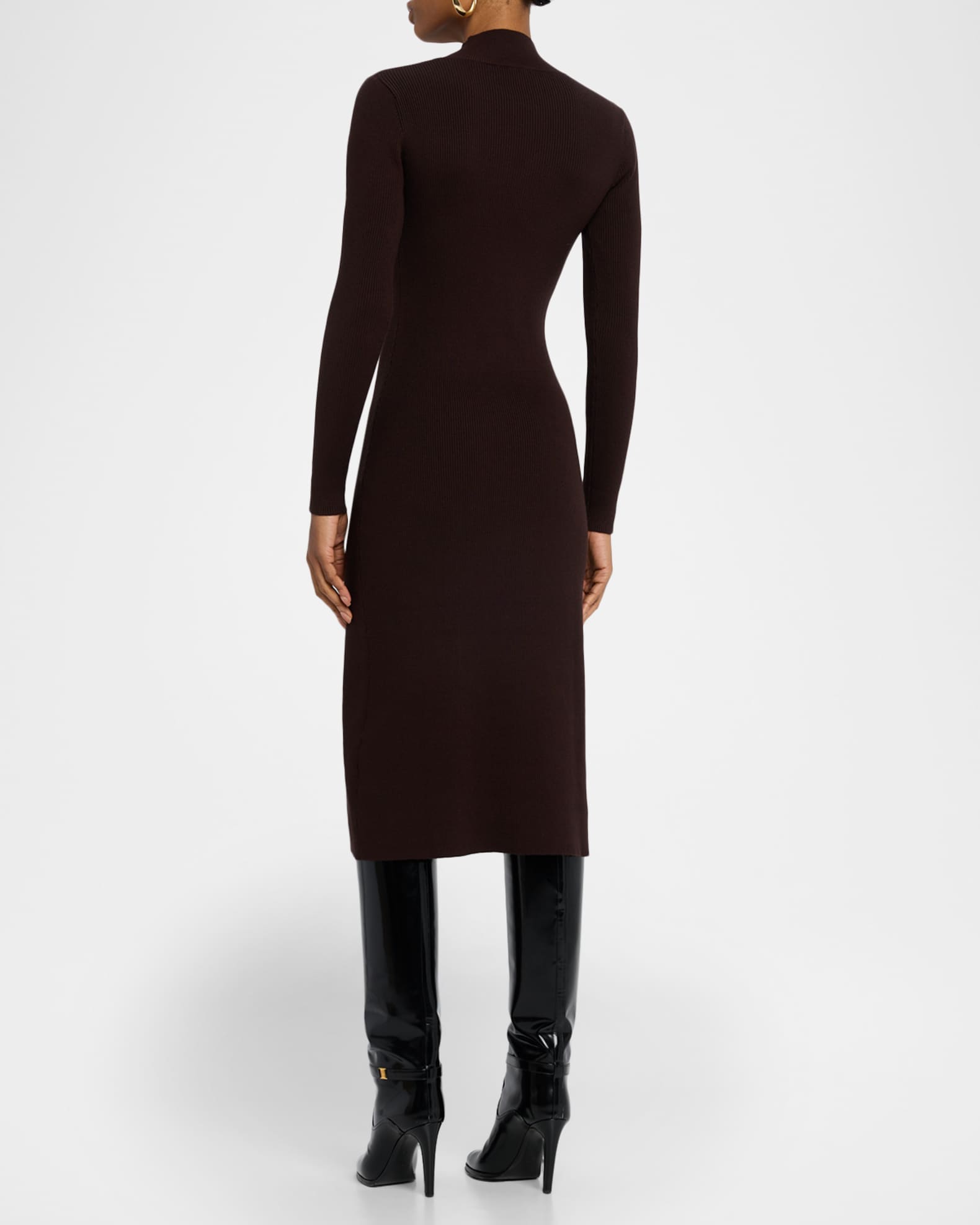 Elie Tahari The Chaya Ribbed Mock-Neck Midi Sweater Dress | Neiman Marcus