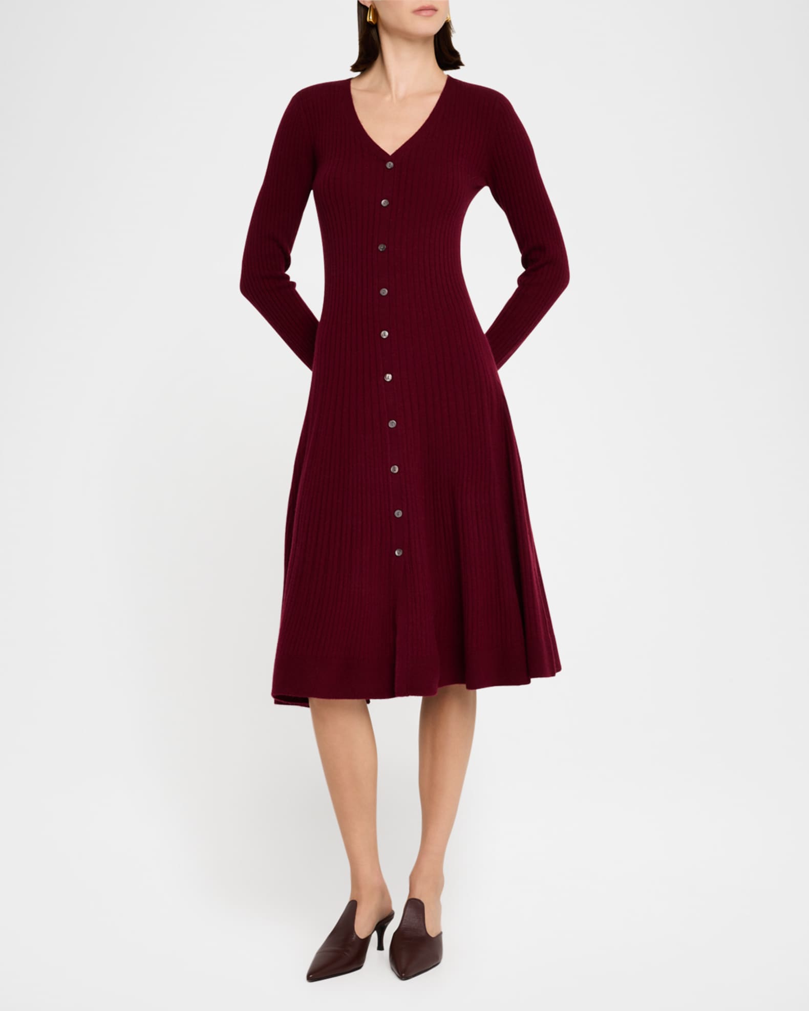 Elie Tahari Women s Cashmere Fit Flare Midi Sweater Dress