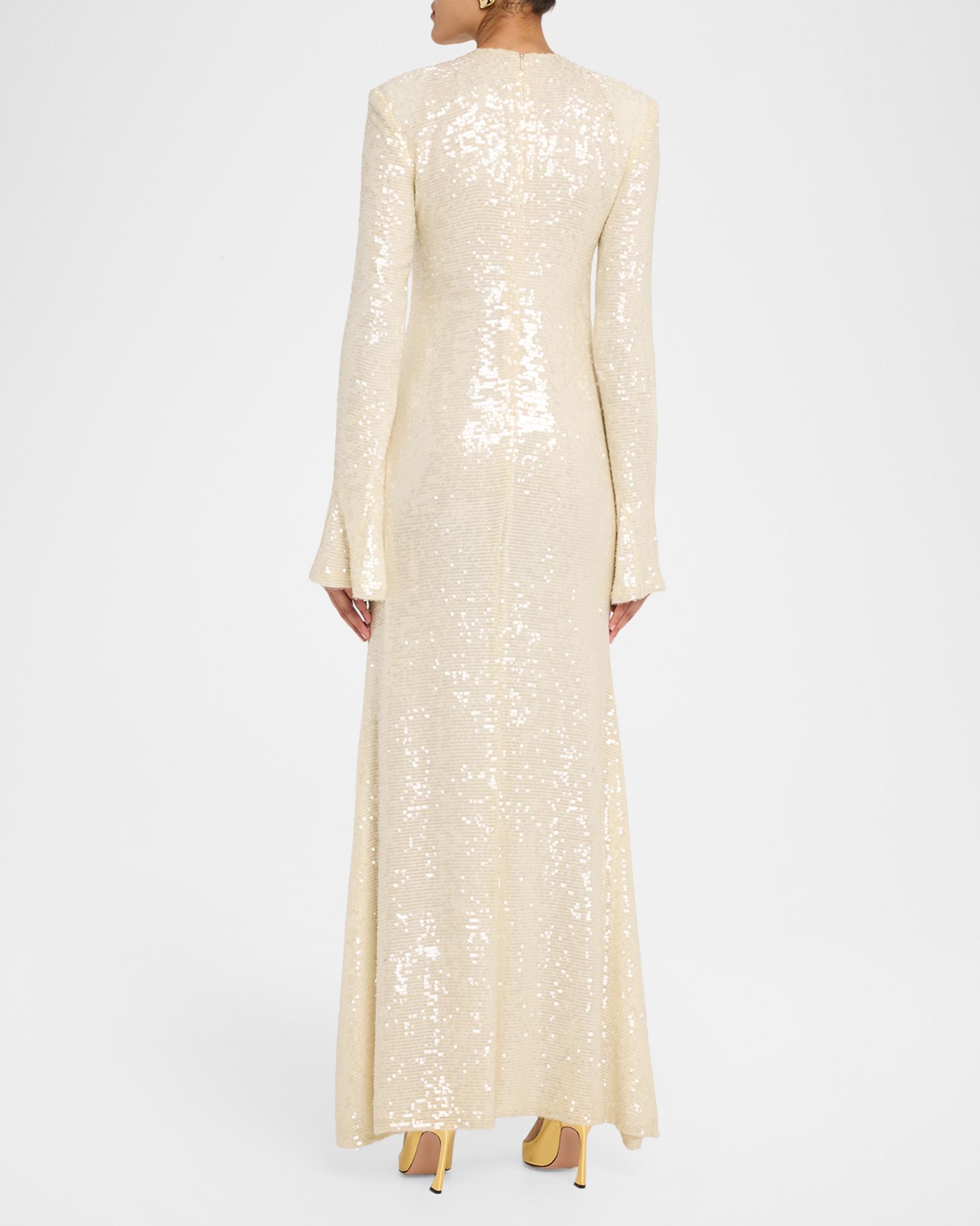 lapointe sequin dress LaPointe Women's Sequin Viscose Cowlneck Midi-Dress - Soft Blue