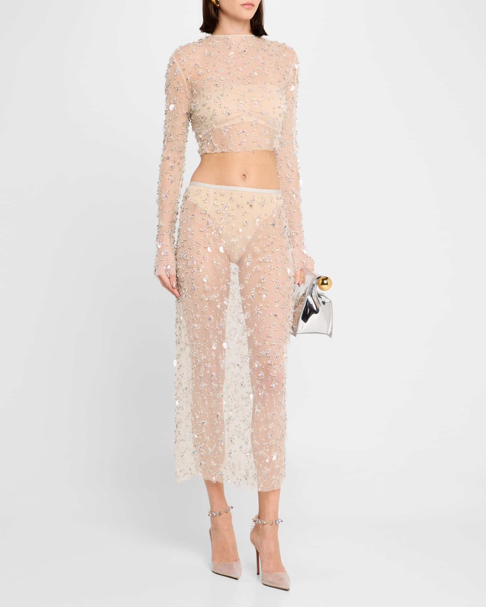 Embellished Mesh Crop Top 1
