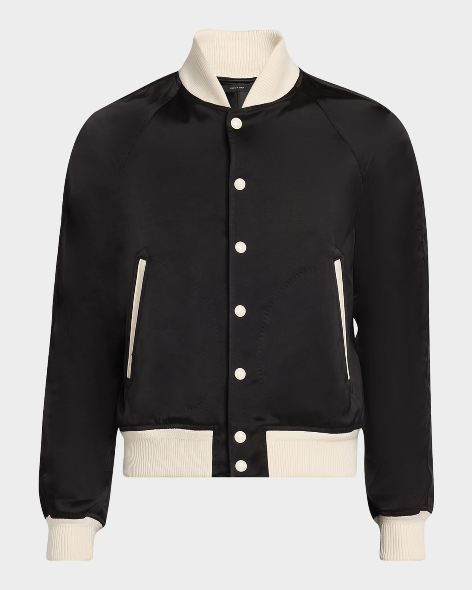 Men's Satin Snap-Front Bomber Jacket