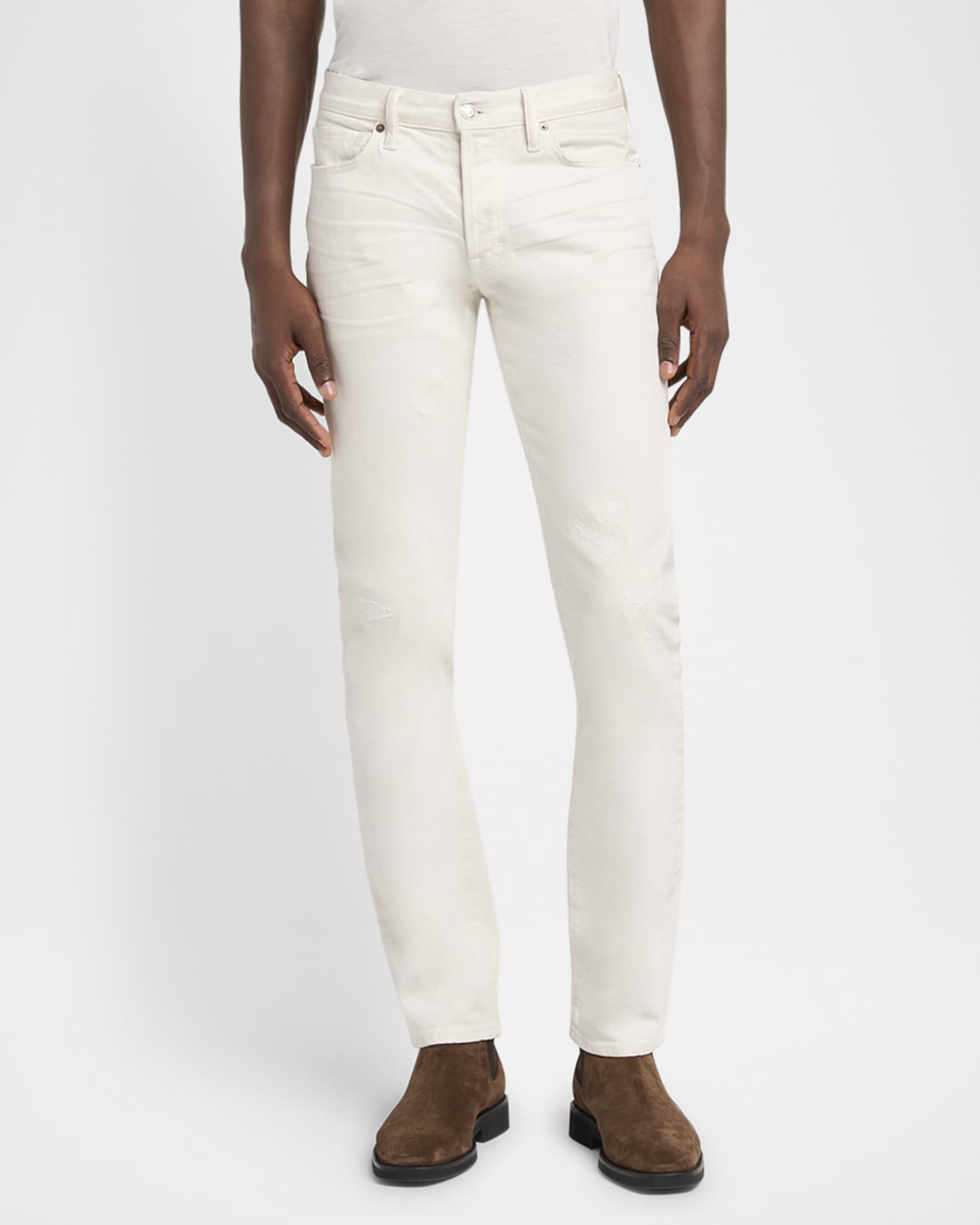 Men's Straight-Fit Distressed Denim Jeans 1