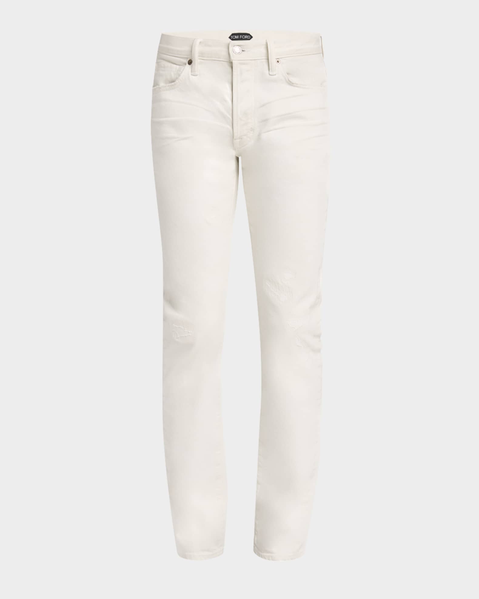Men's Straight-Fit Distressed Denim Jeans 0