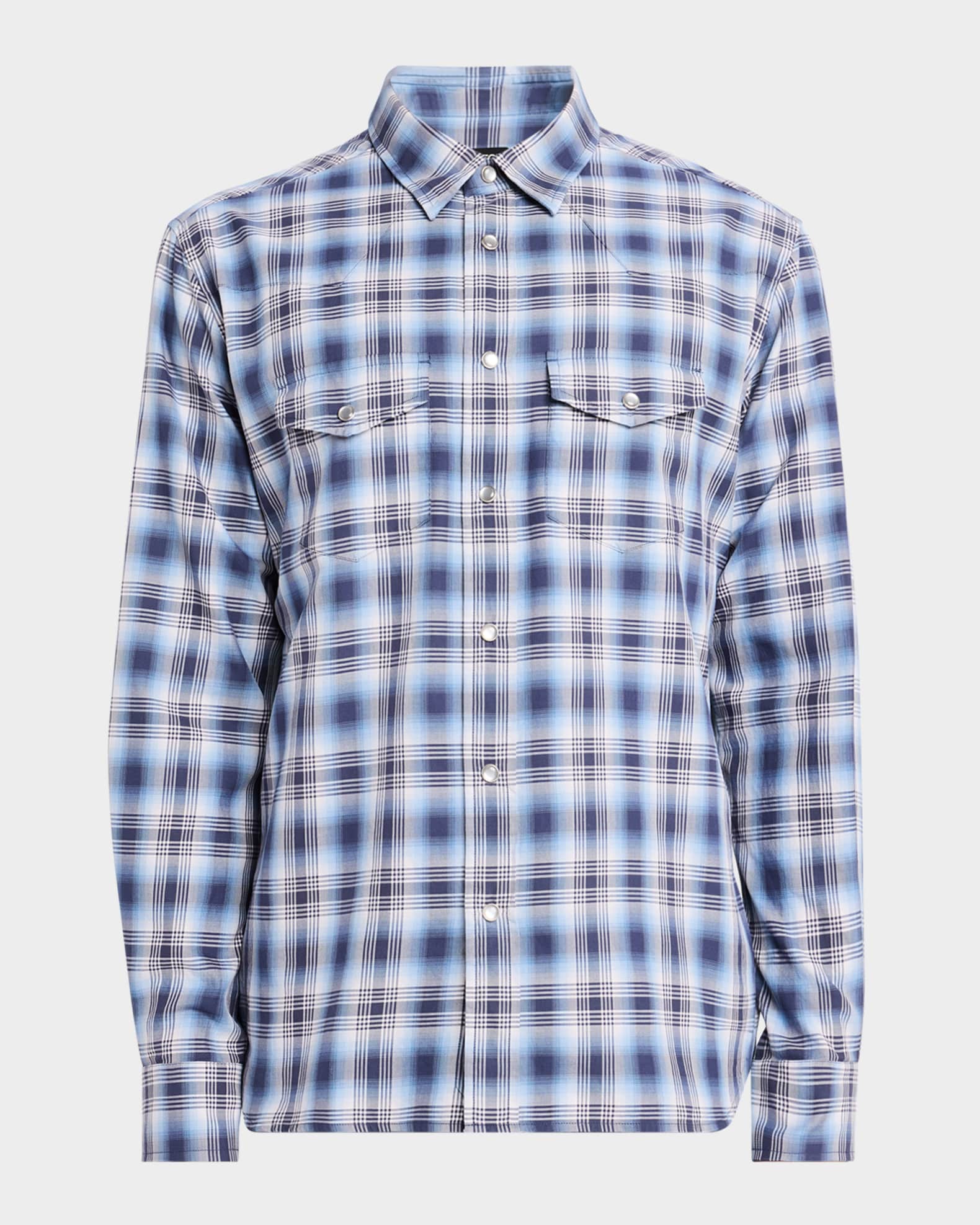 Men's Degrade Plaid Western Shirt 0