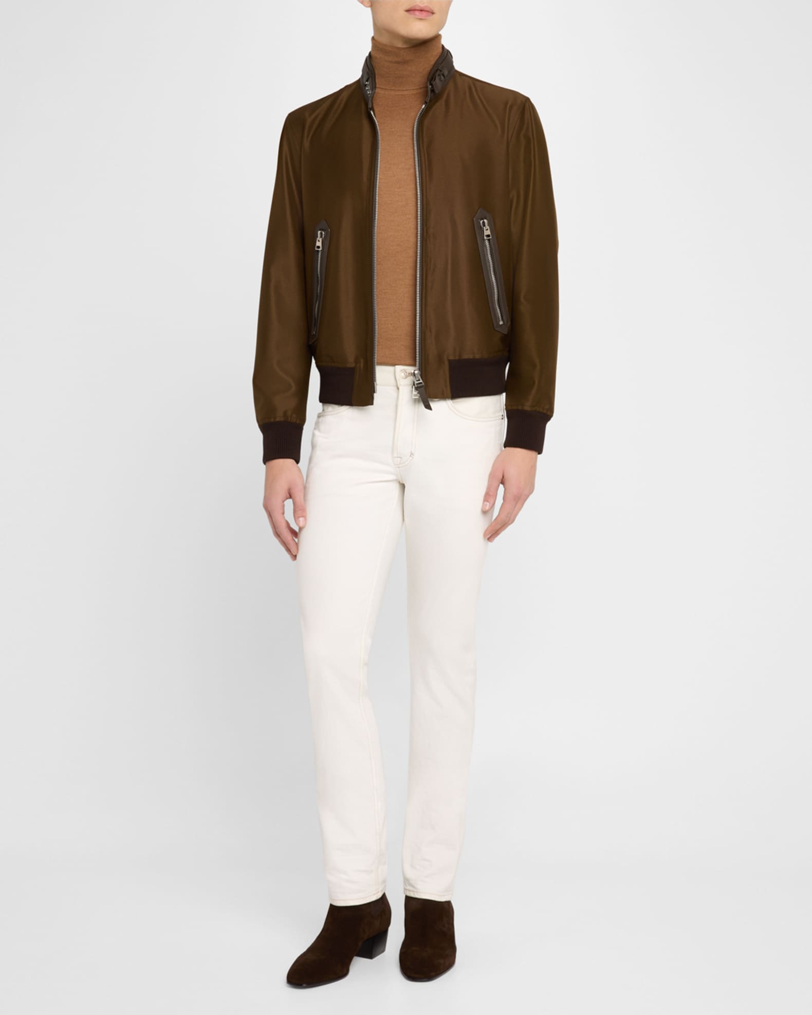 【関税＆送料込み】Tom Ford Brown Jacket With Adjustable Be Tom Ford - Mocha Suede Jacket | Mitchell Stores