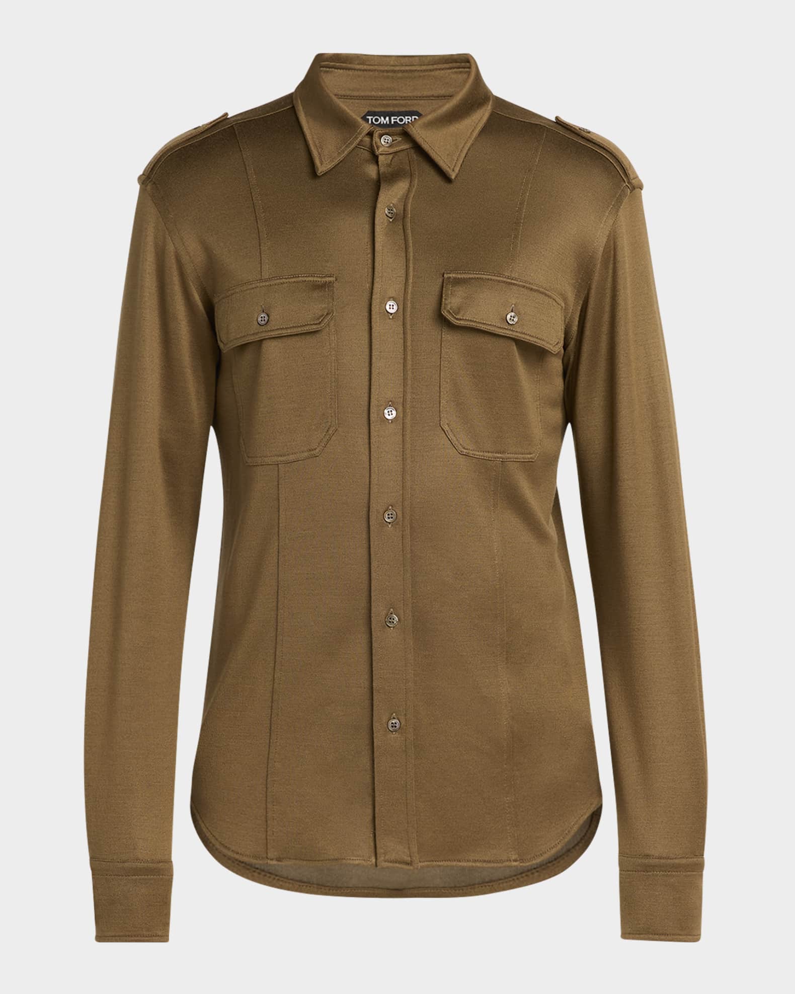 Men's Silk-Blend Military Shirt 0