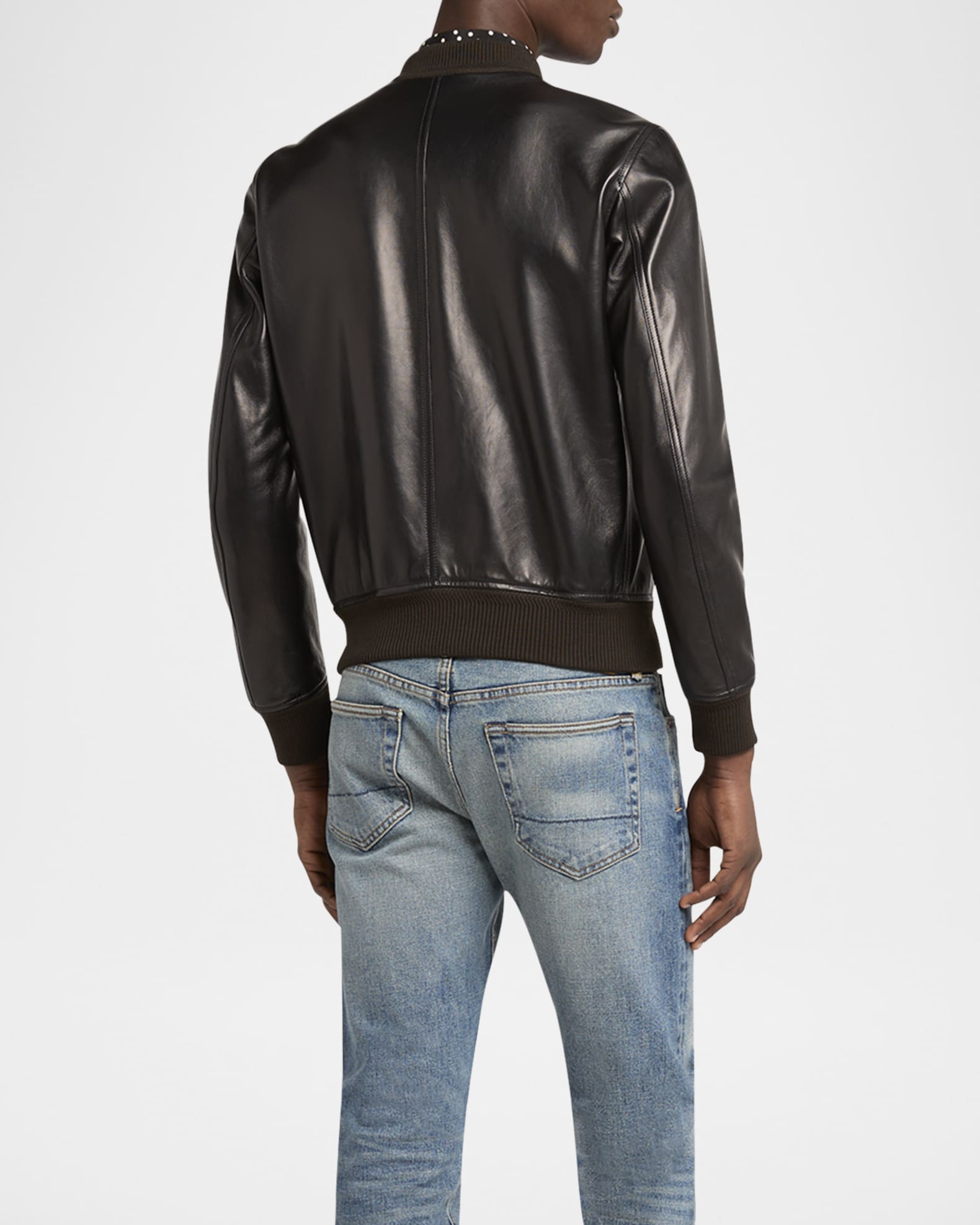 Cinquanta Lamb nappa leather Bomber zip-up Jacket black 44