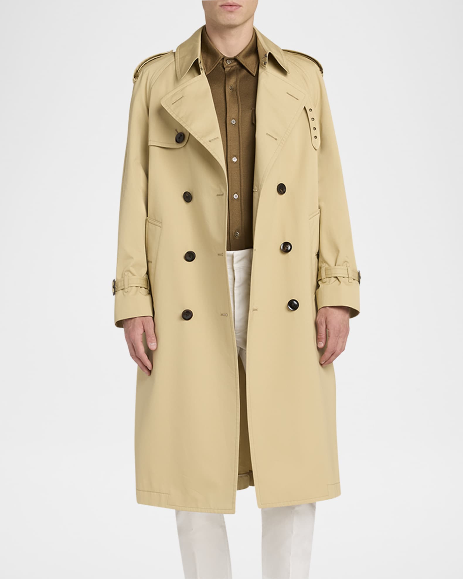TOM FORD Men's Cotton and Silk Double-Breasted Trench Coat