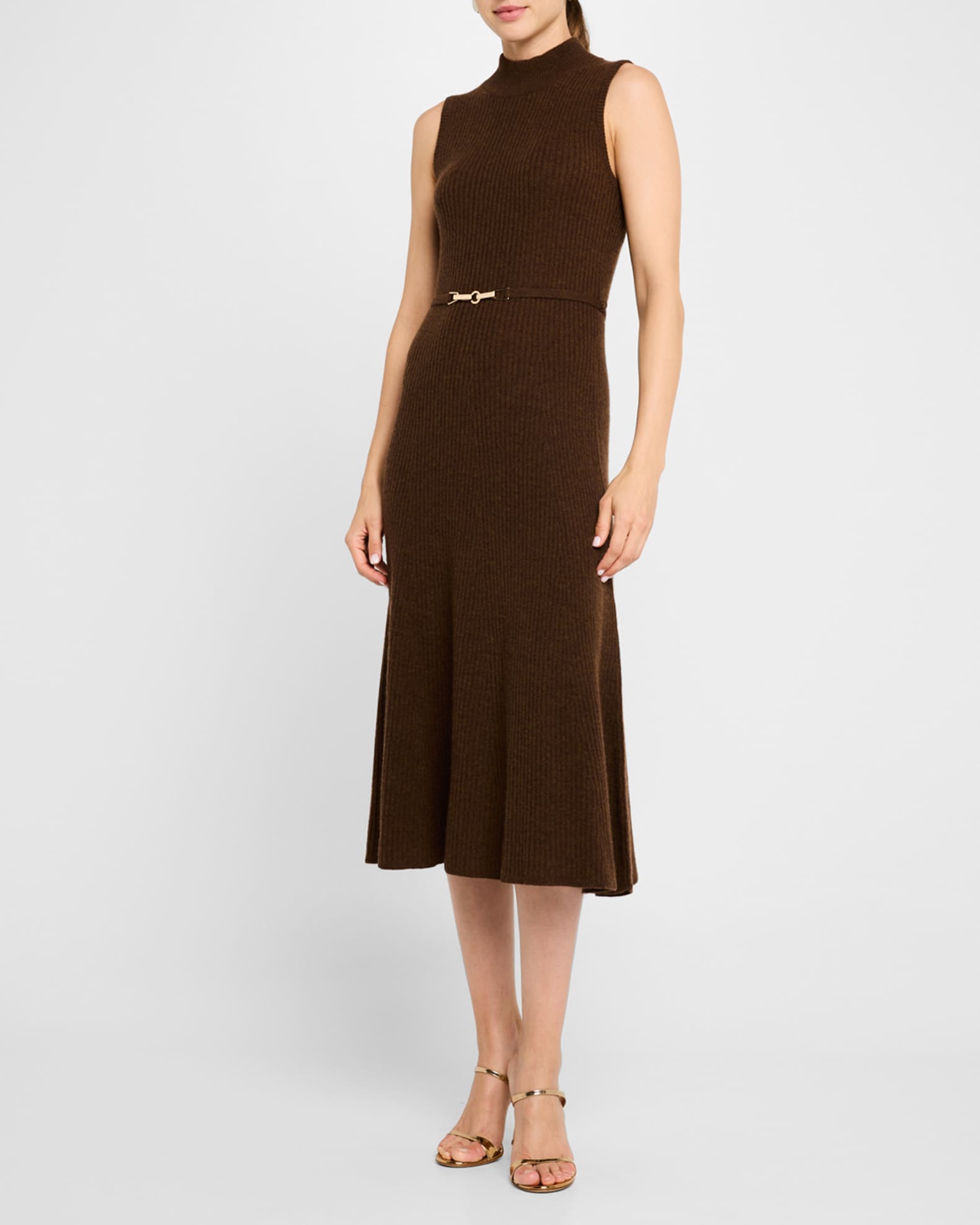 The Leith Ribbed Mock Neck Midi Dress