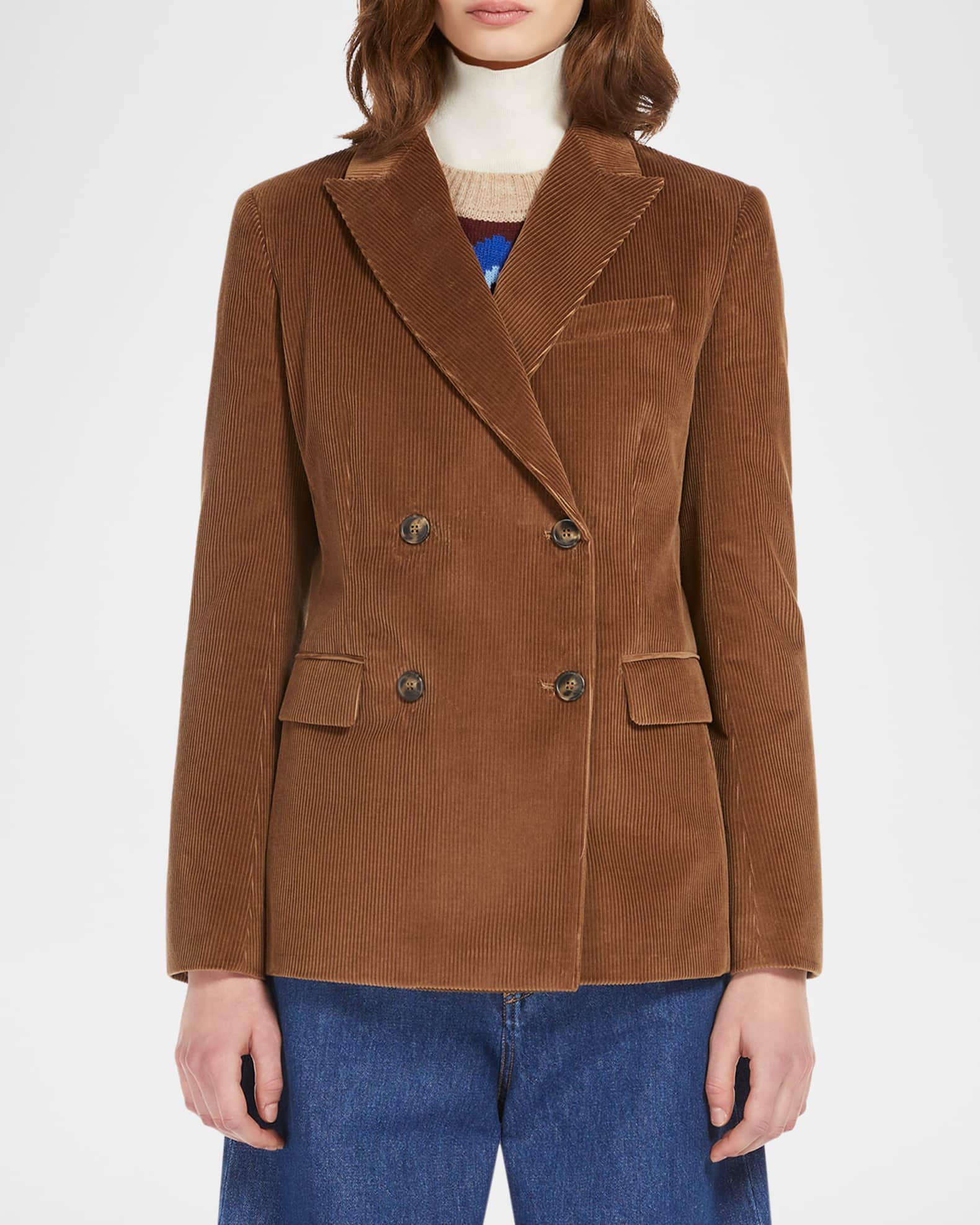 24AW new/Weekend Max Mara カタンガブレザー Blazer Brown Weekend Max Mara Katanga Corduroy Double-Breasted Blazer