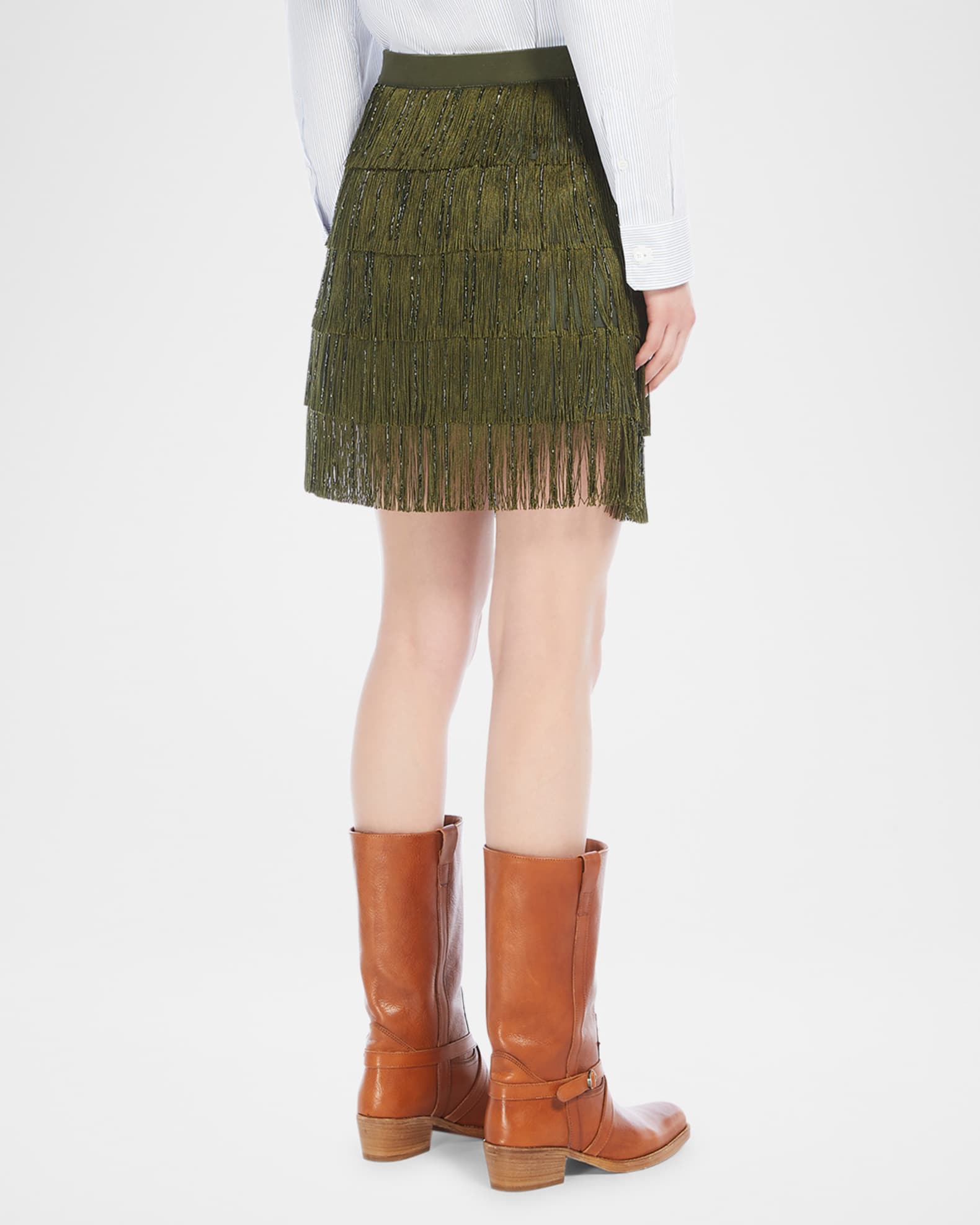 DT★Max Mara★garonna フリンジ付きミニスカート Weekend Max Mara Garonna Tiered Fringe Mini Skirt | Neiman