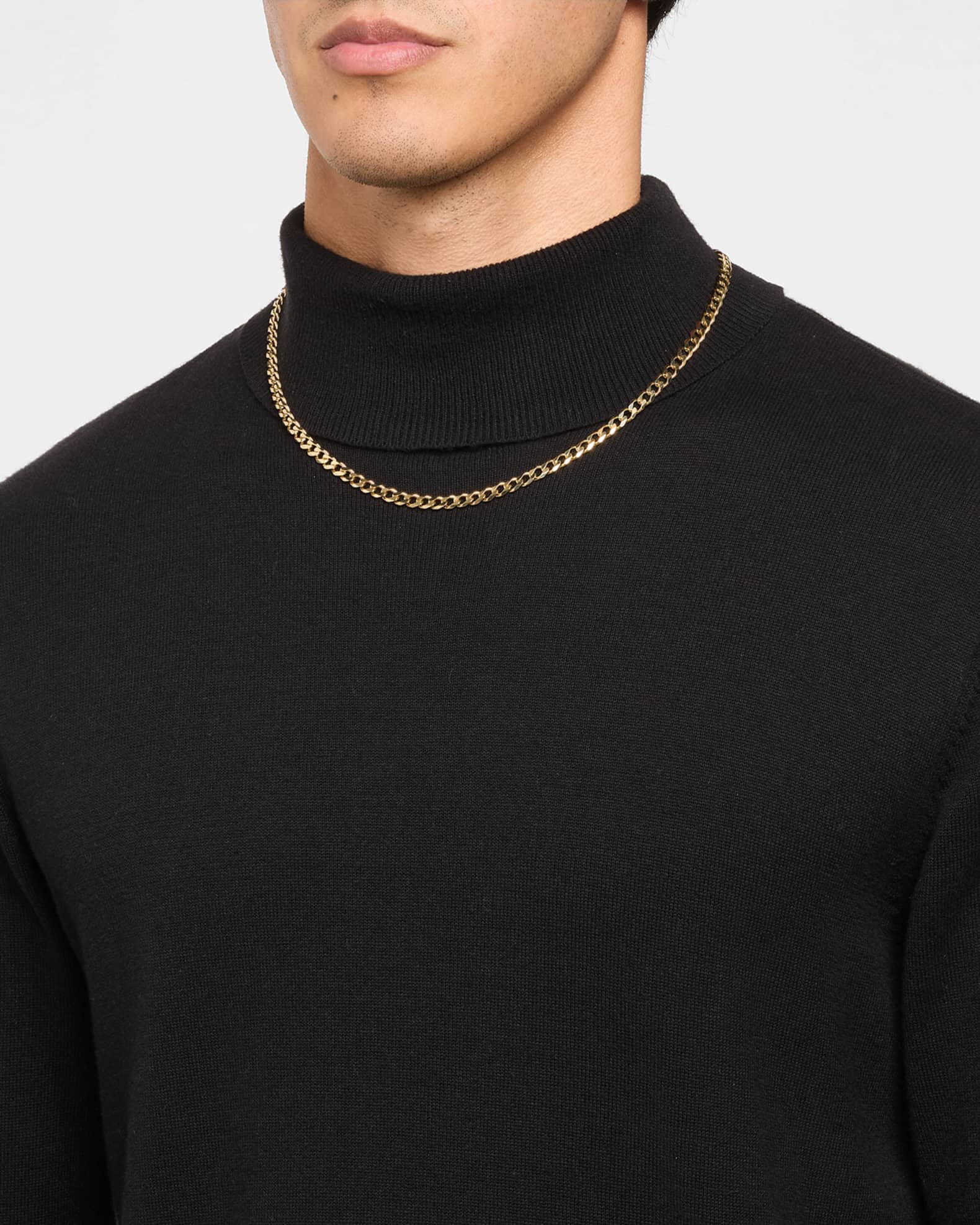 Men's 14K Yellow Gold Curb Link Chain Necklace, 22"L 1