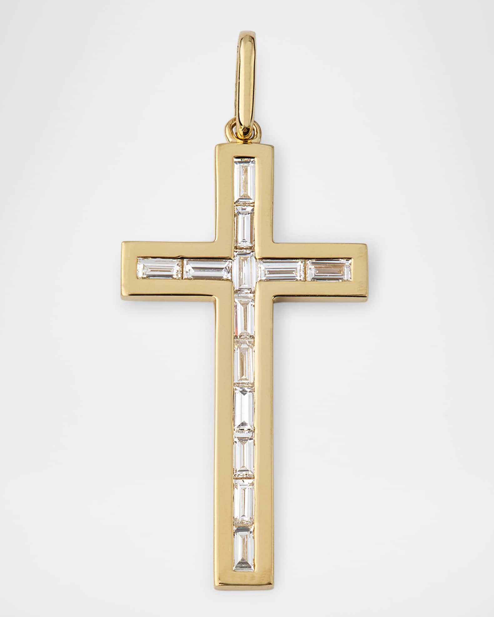 Men's 14K Gold Diamond Baguette Cross Pendant 0