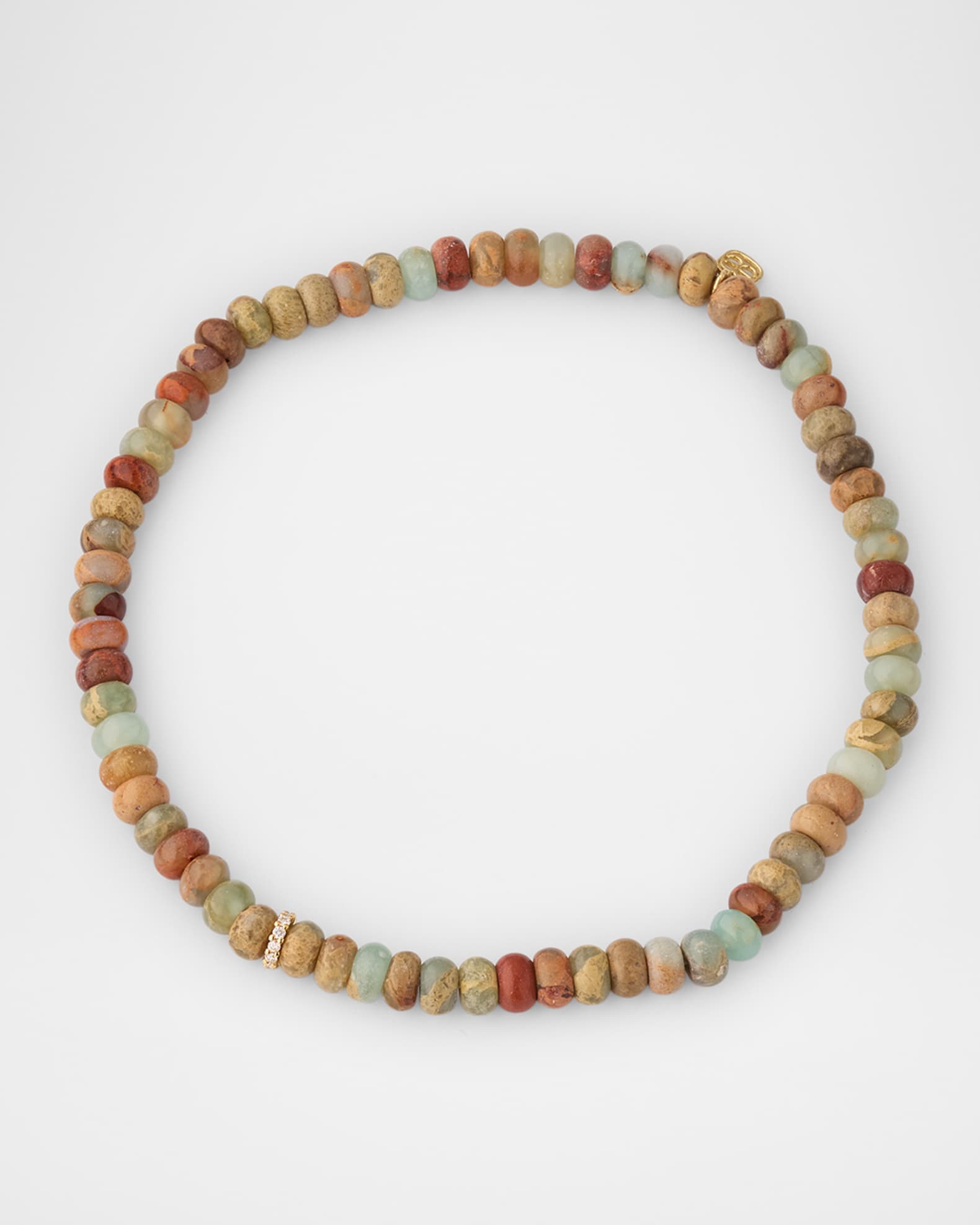 Men's Snakeskin Jasper Beaded Bracelet with Diamonds 0