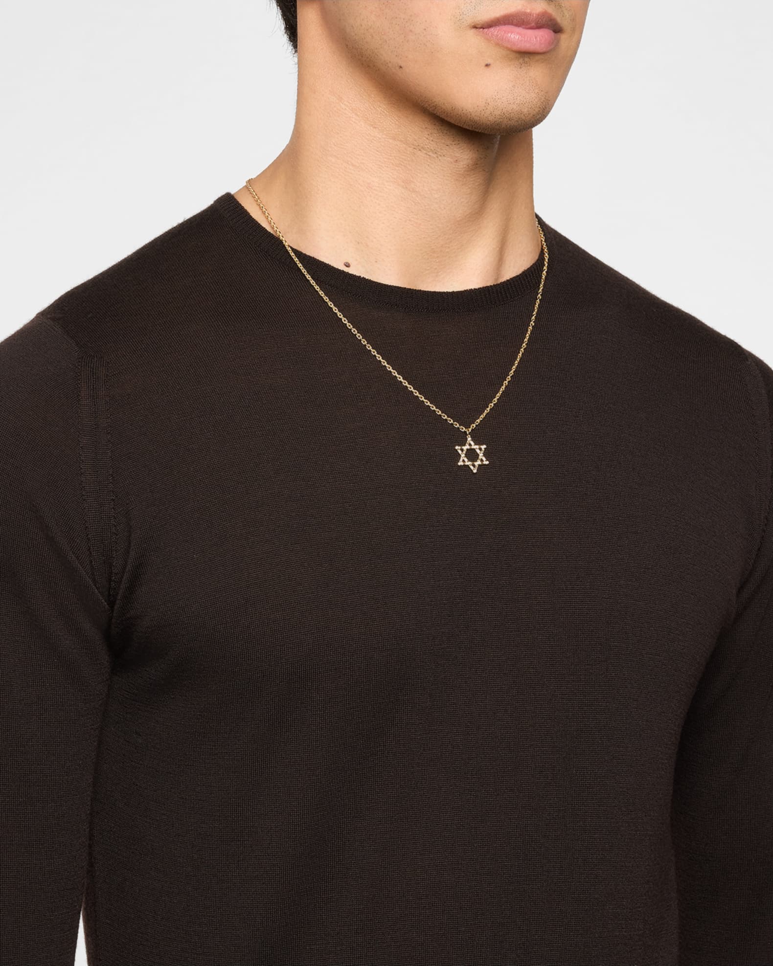 Men's 14K Gold Diamond Star Of David Pendant 1