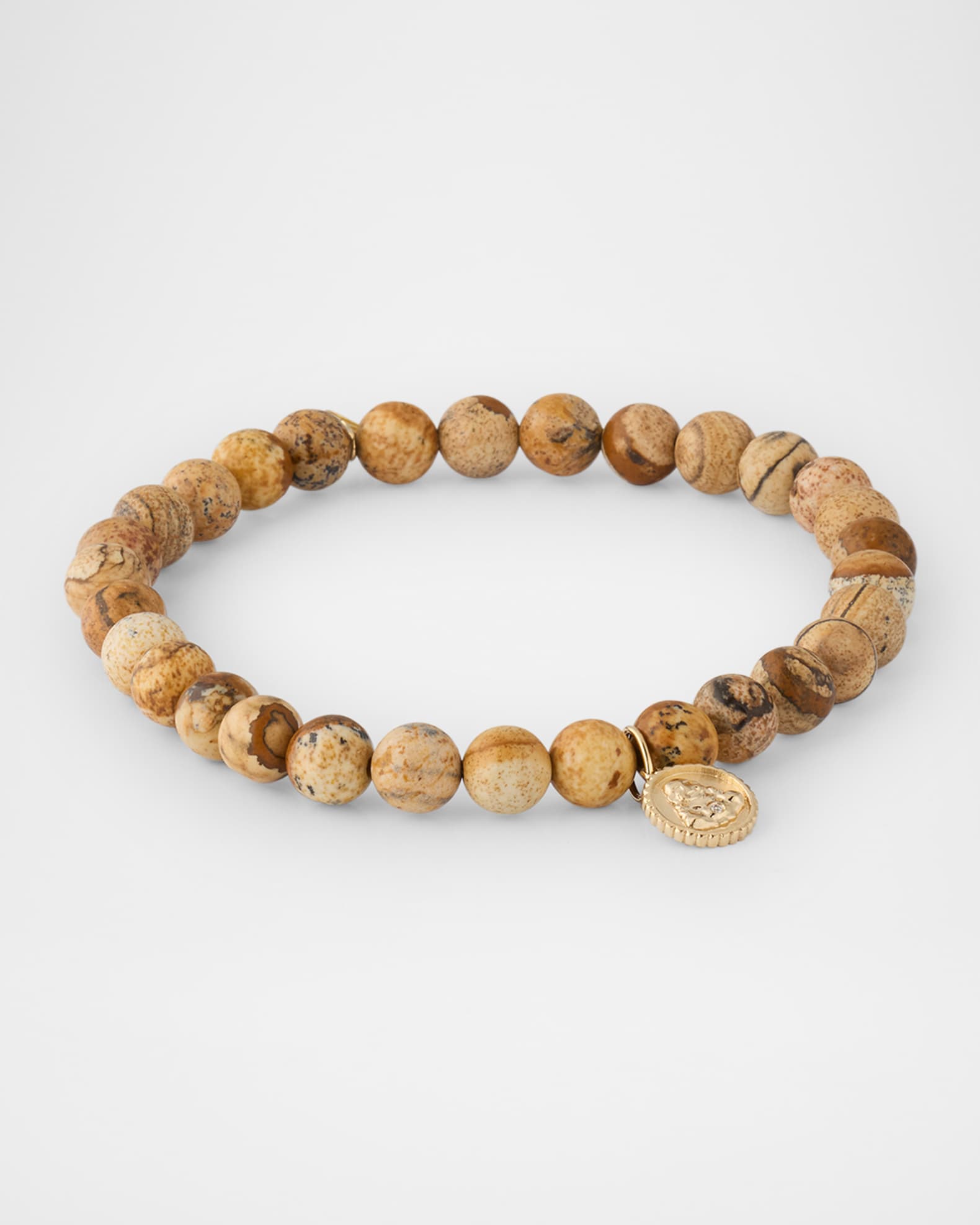Sydney Evan Men s Jasper Beaded Bracelet with 14K Gold Diamond Buddha Coin Neiman Marcus