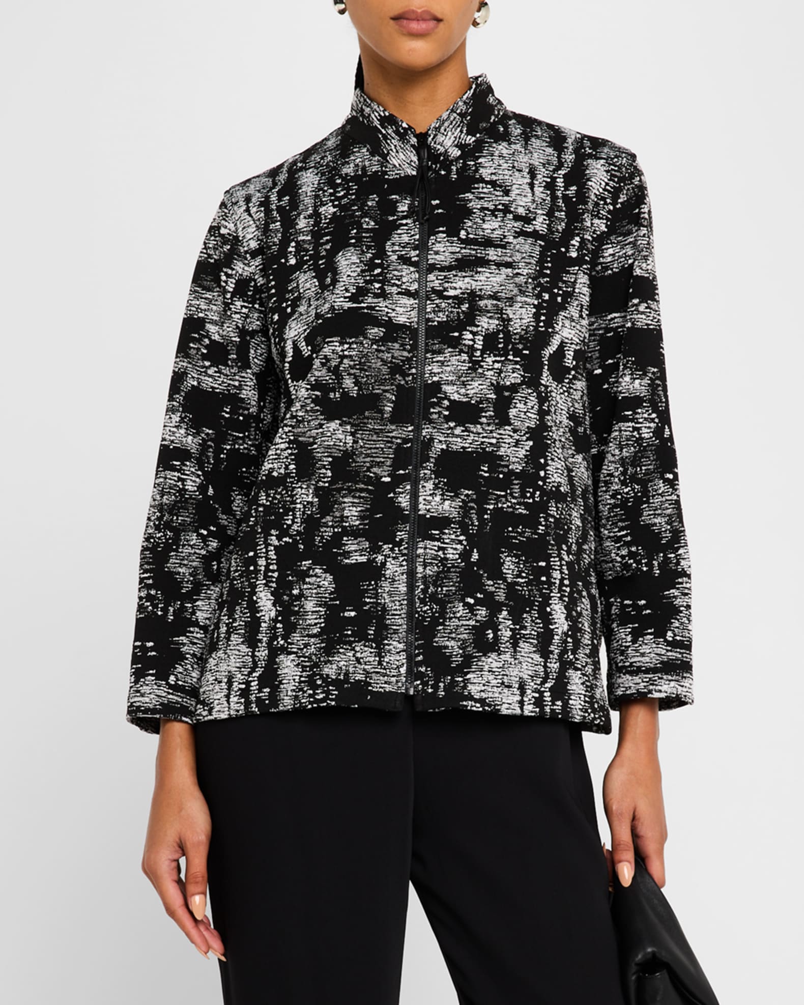 Zip Front Melange Knit Jacket