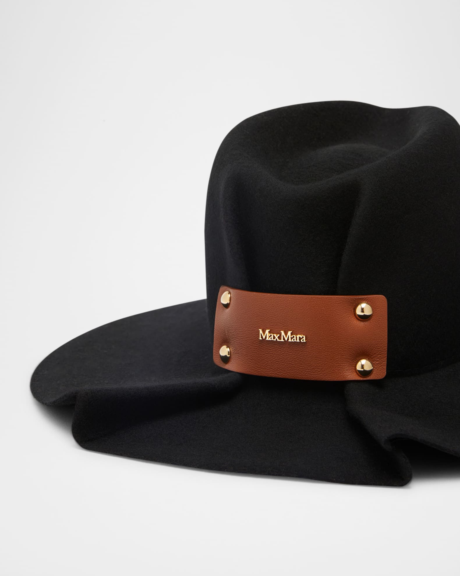 Zama Wool Wide Brim Fedora W/ Gold Logo Hardware 1