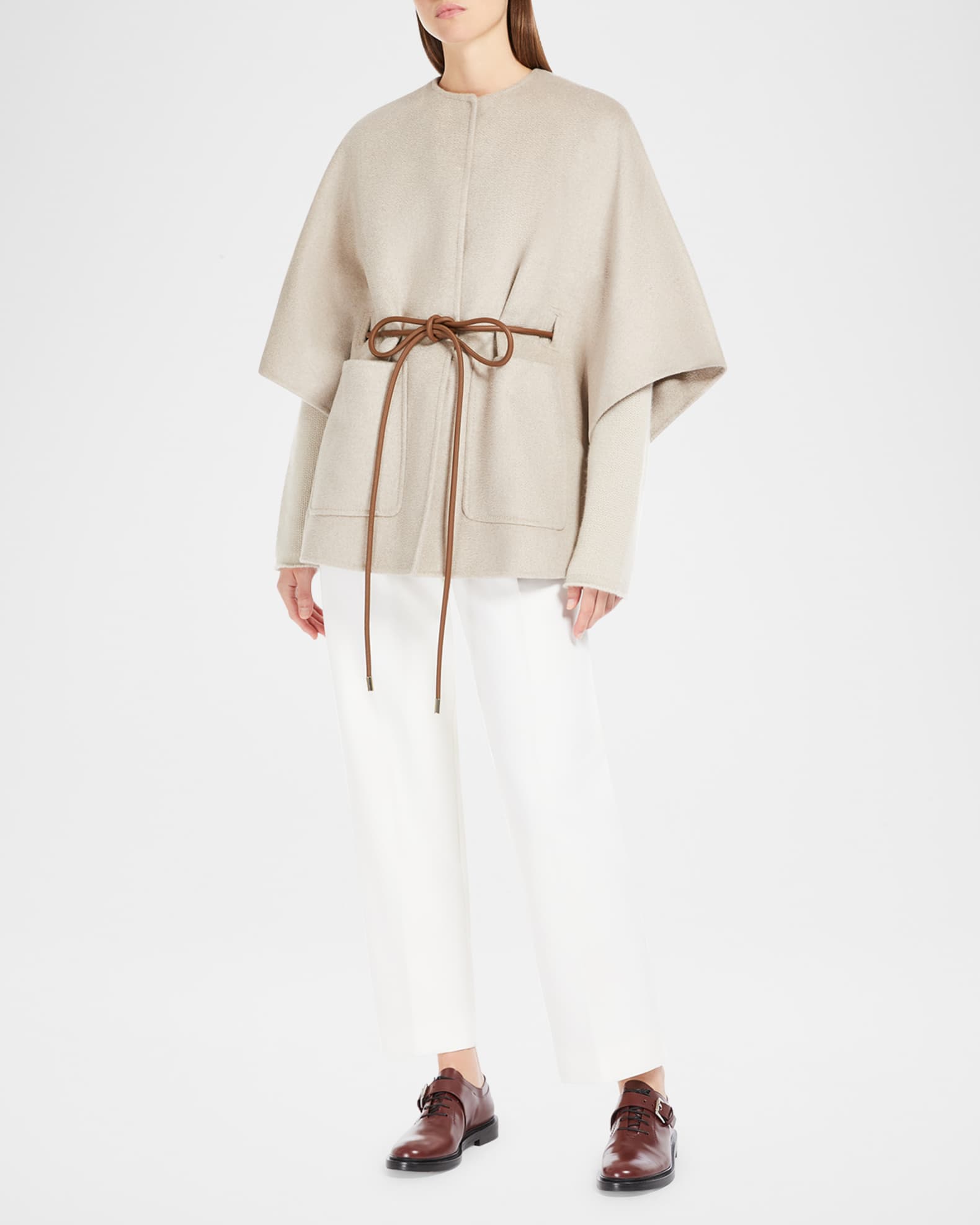 Max Mara Zebio Cashmere Belted Poncho | Neiman Marcus Max Mara Zebio Cashmere Belted Poncho | Neiman Marcus