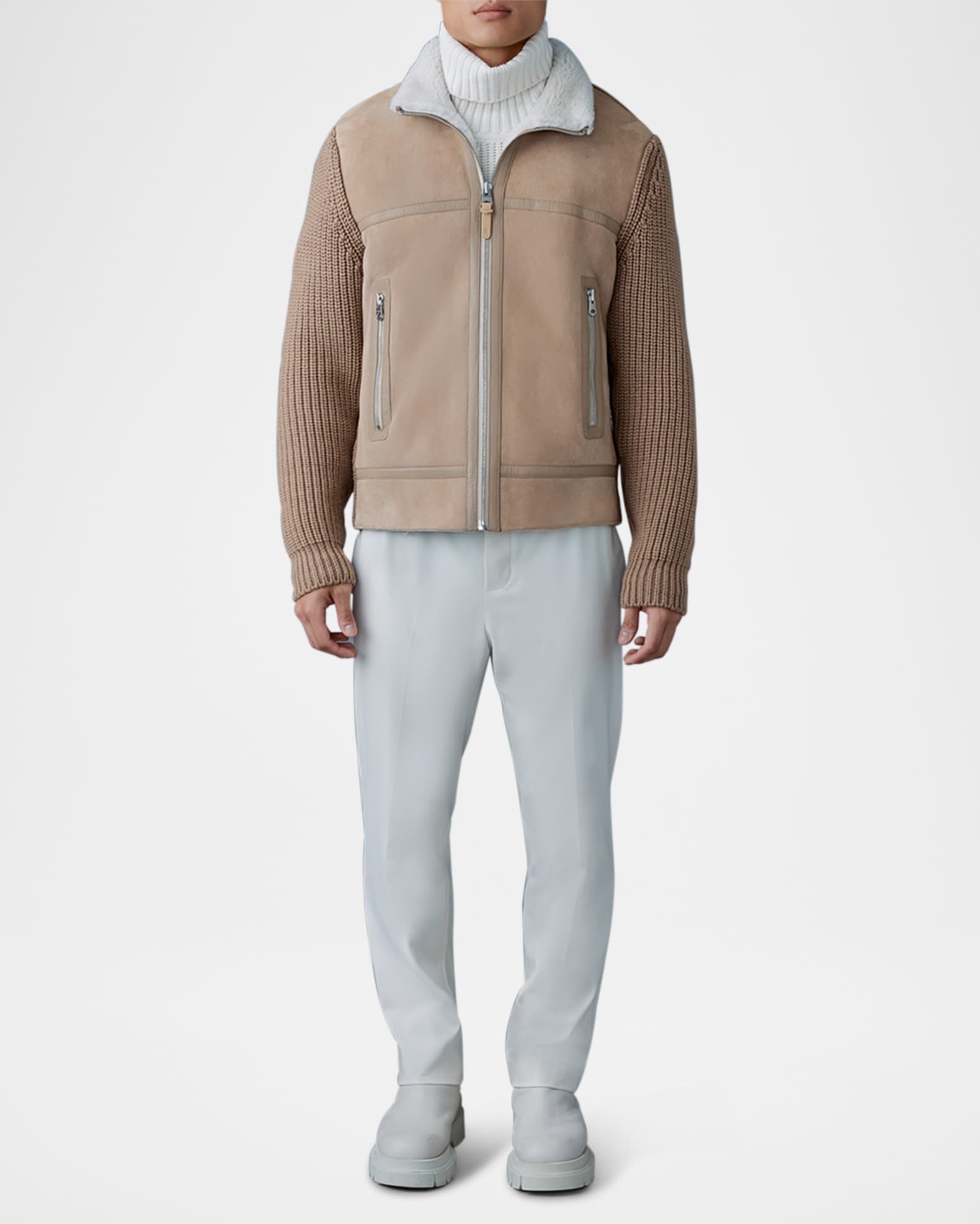 Mackage Men's Jonathan MixedMedia Shearling Jacket Neiman Marcus