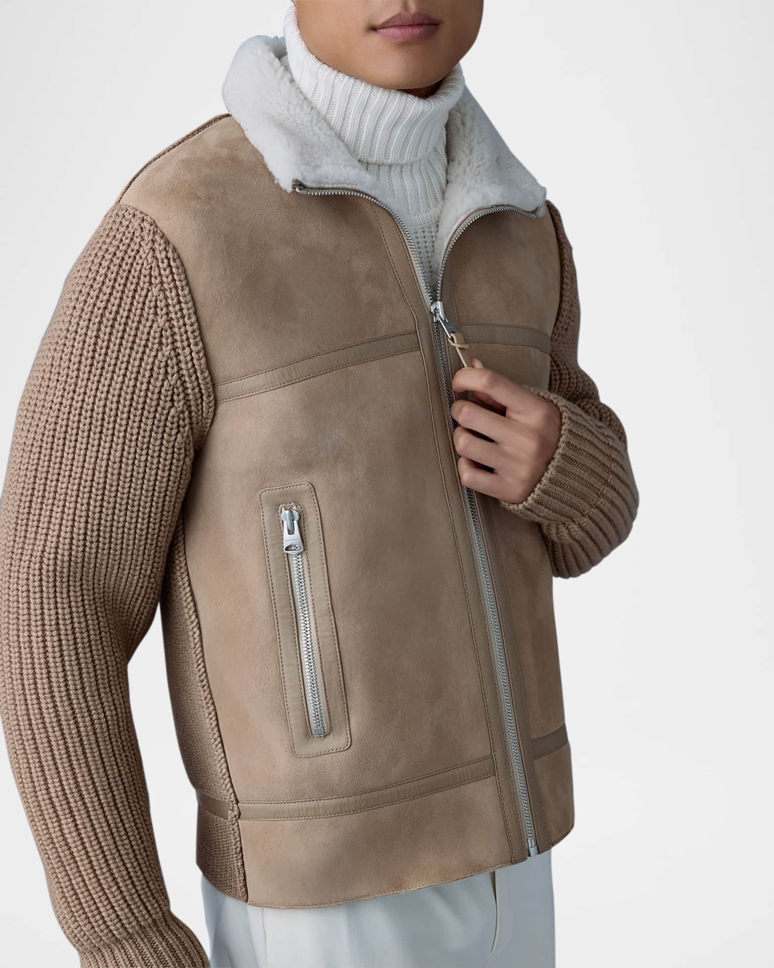 Mackage Men's Jonathan MixedMedia Shearling Jacket Neiman Marcus