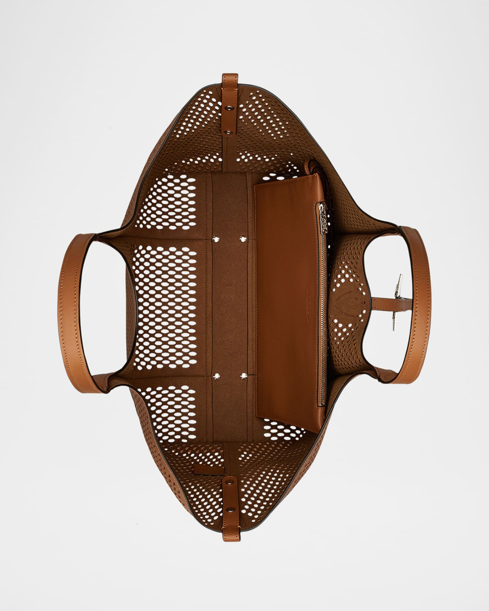 Medium Laser-Cut Leather T Timeless Shopping Tote Bag | Neiman Marcus