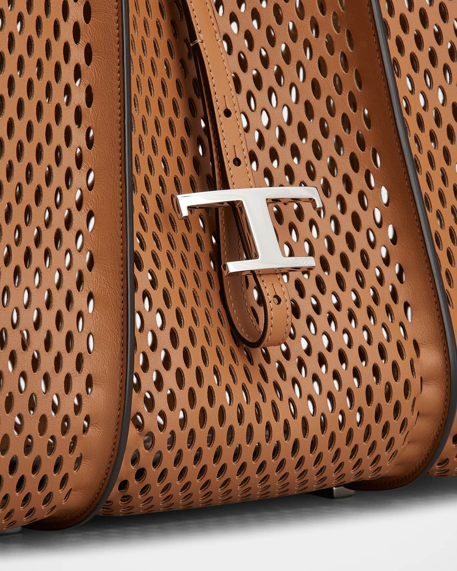 Medium Laser-Cut Leather T Timeless Shopping Tote Bag | Neiman Marcus