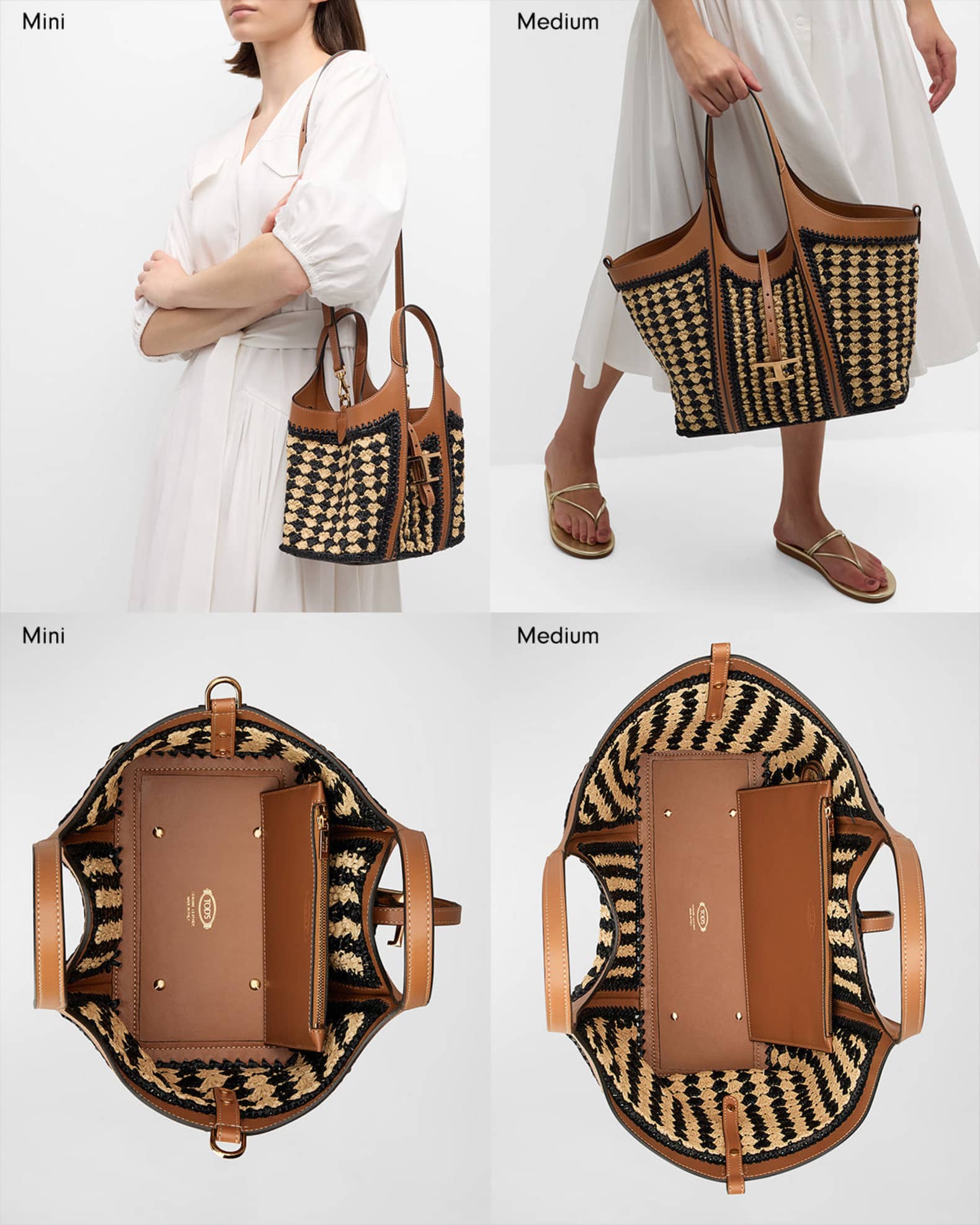 Medium Laser-Cut Leather T Timeless Shopping Tote Bag | Neiman Marcus