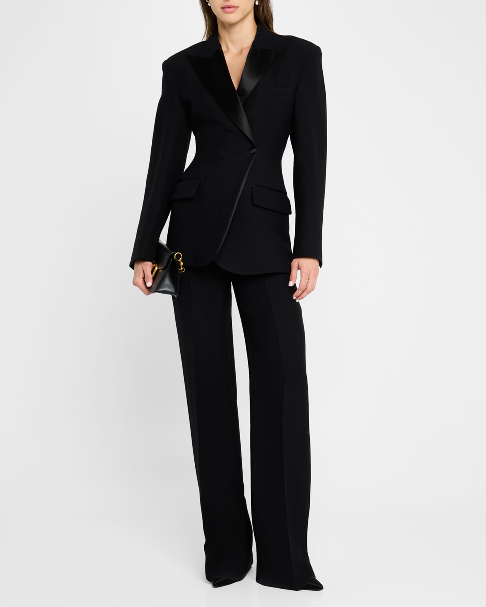 Pleated Straight-Leg Silk-Wool Trousers 1