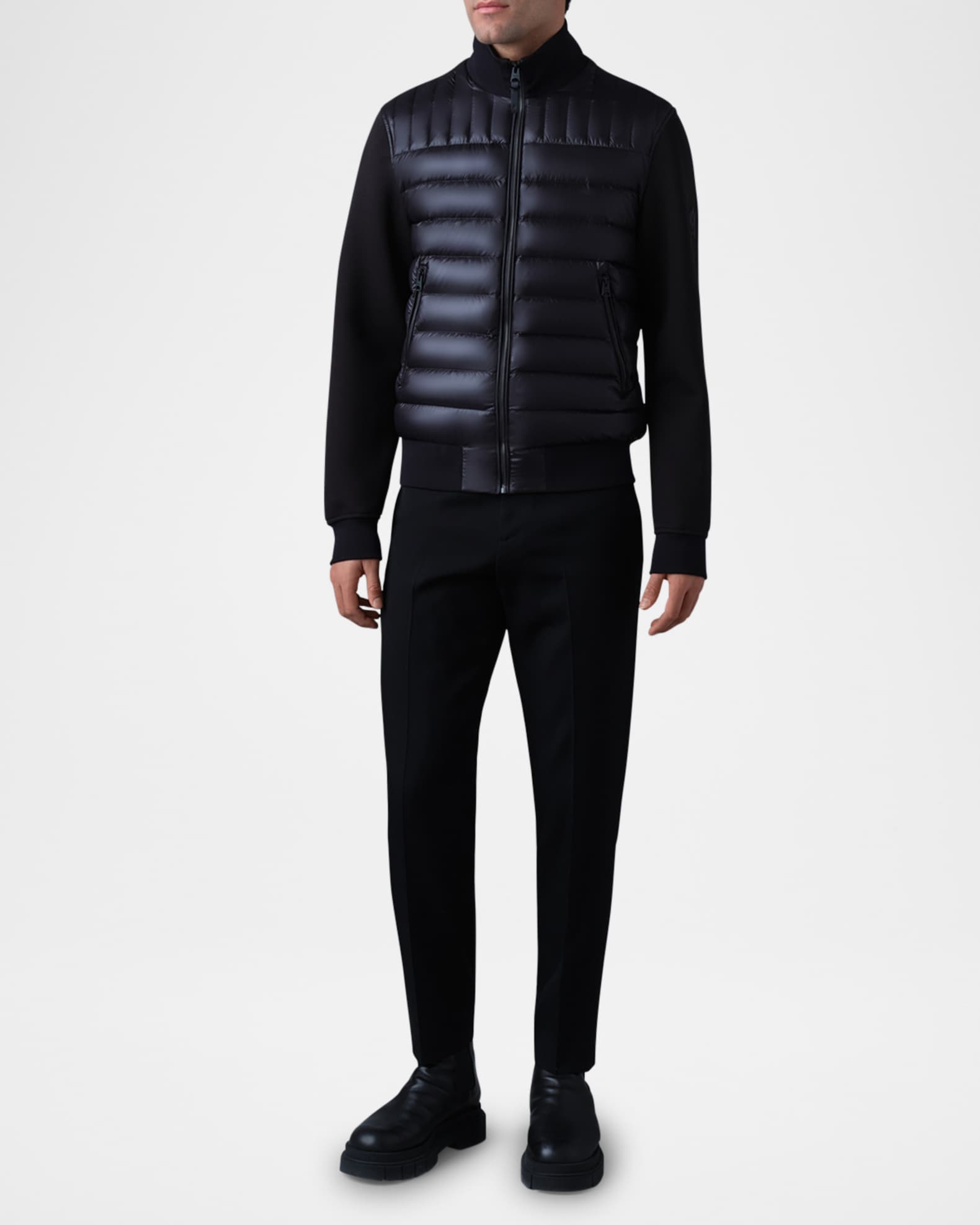 Mackage Men's Collin Mixed-Media Down Jacket | Neiman Marcus