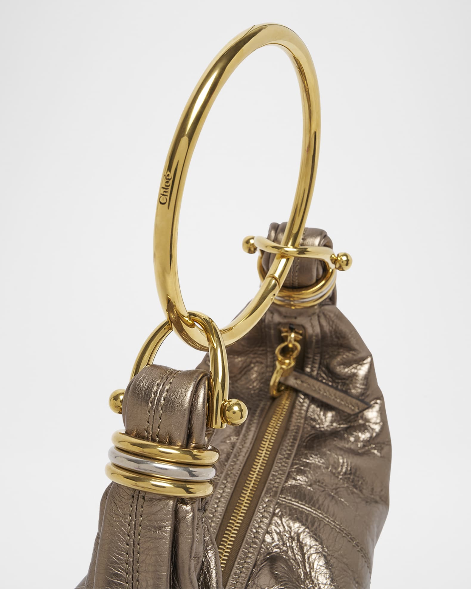 Chloe Bracelet Top-Handle Bag in Metallic Calfskin | Neiman