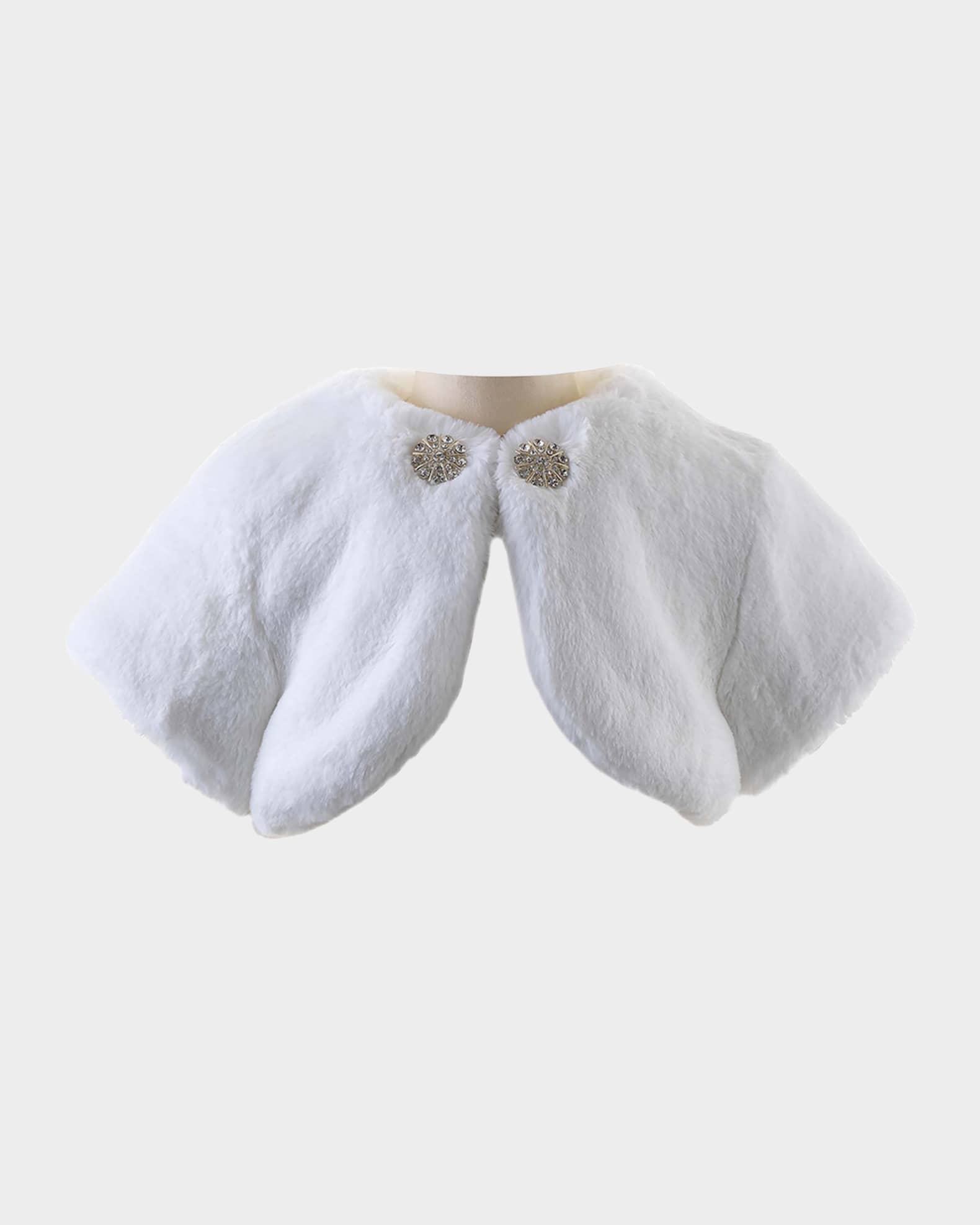 Girl's Diamante Faux Fur Bolero, Size 2-14 0