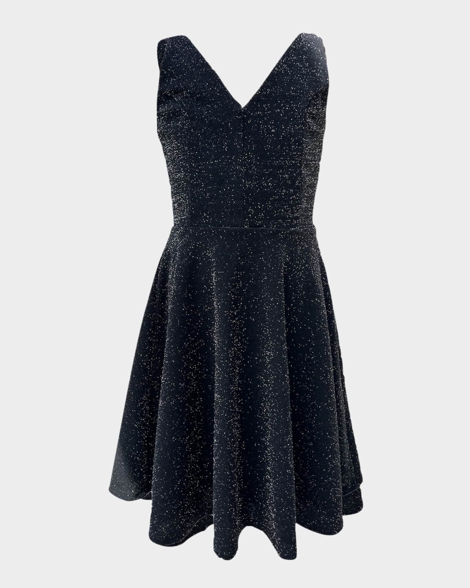 Girl's V-Neck Glittery Skater Dress, Size 7-16 0