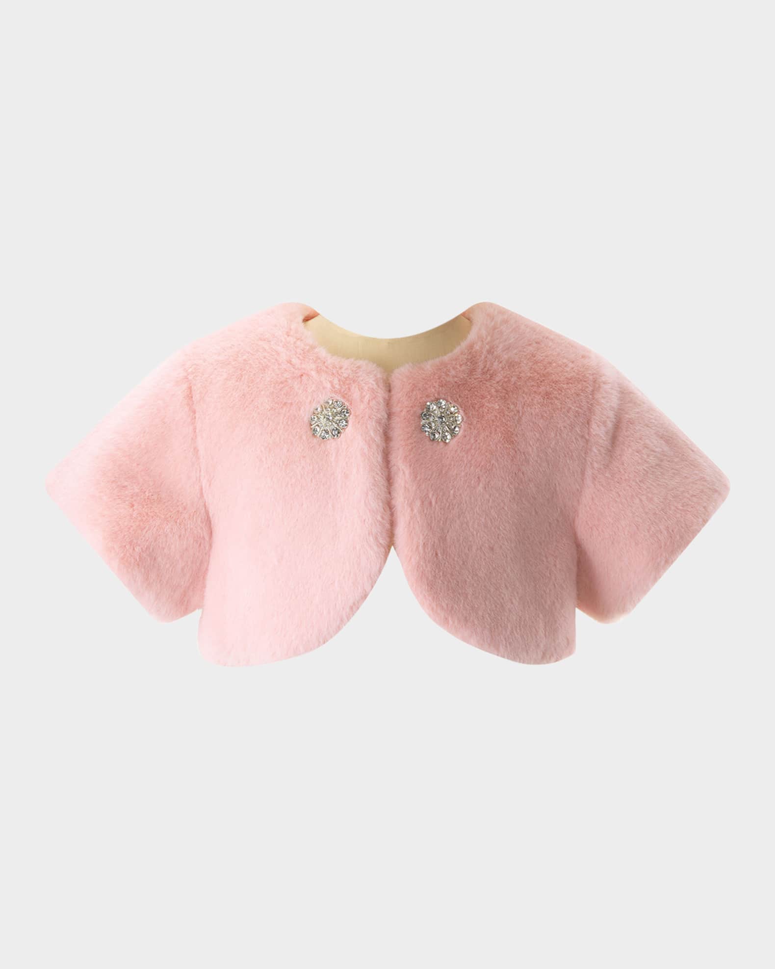 Girl's Diamante Faux Fur Bolero, Size 2-14 0