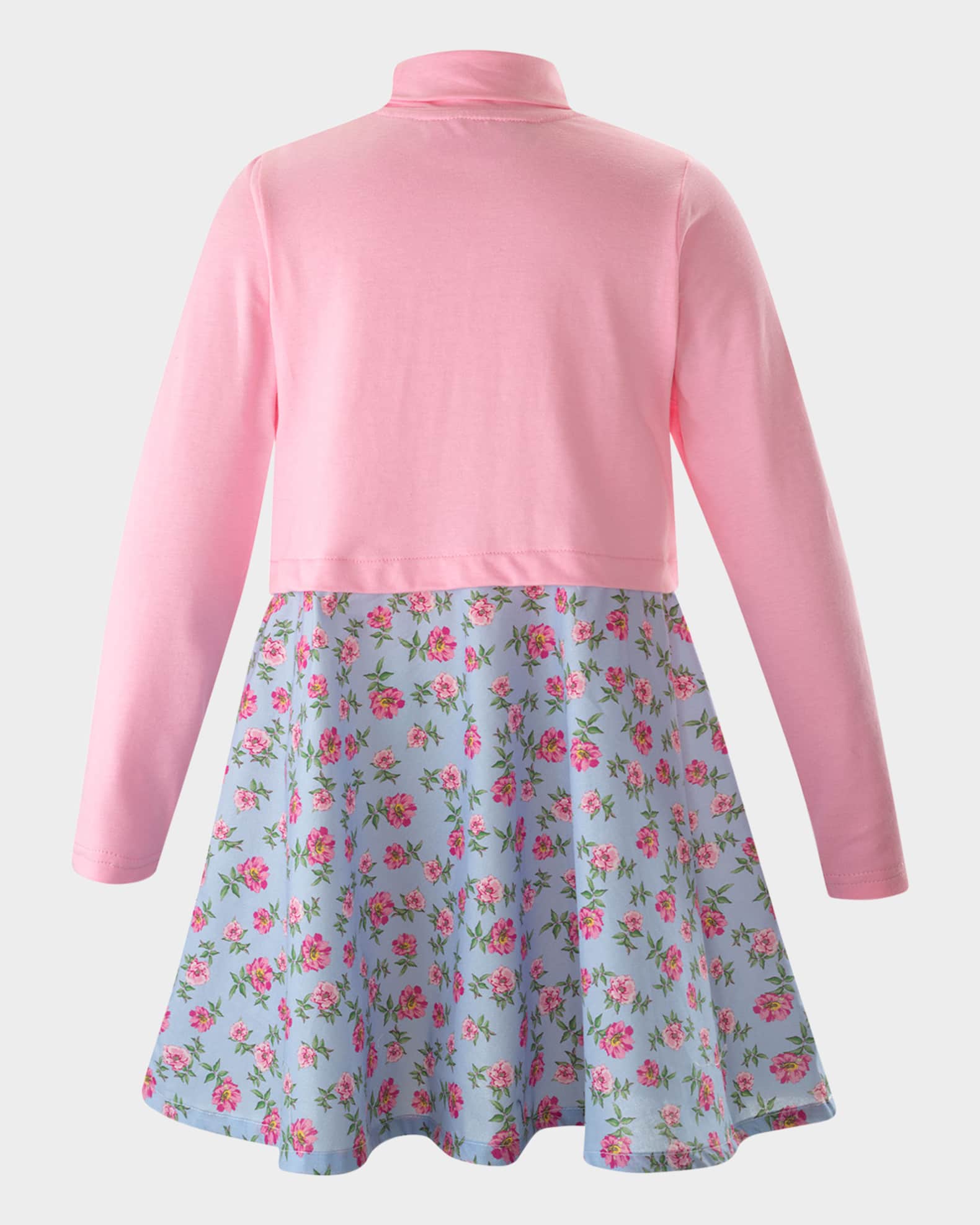 Girl's Floral-Print Jersey Turtle Neck Dress, Size 2-14 1