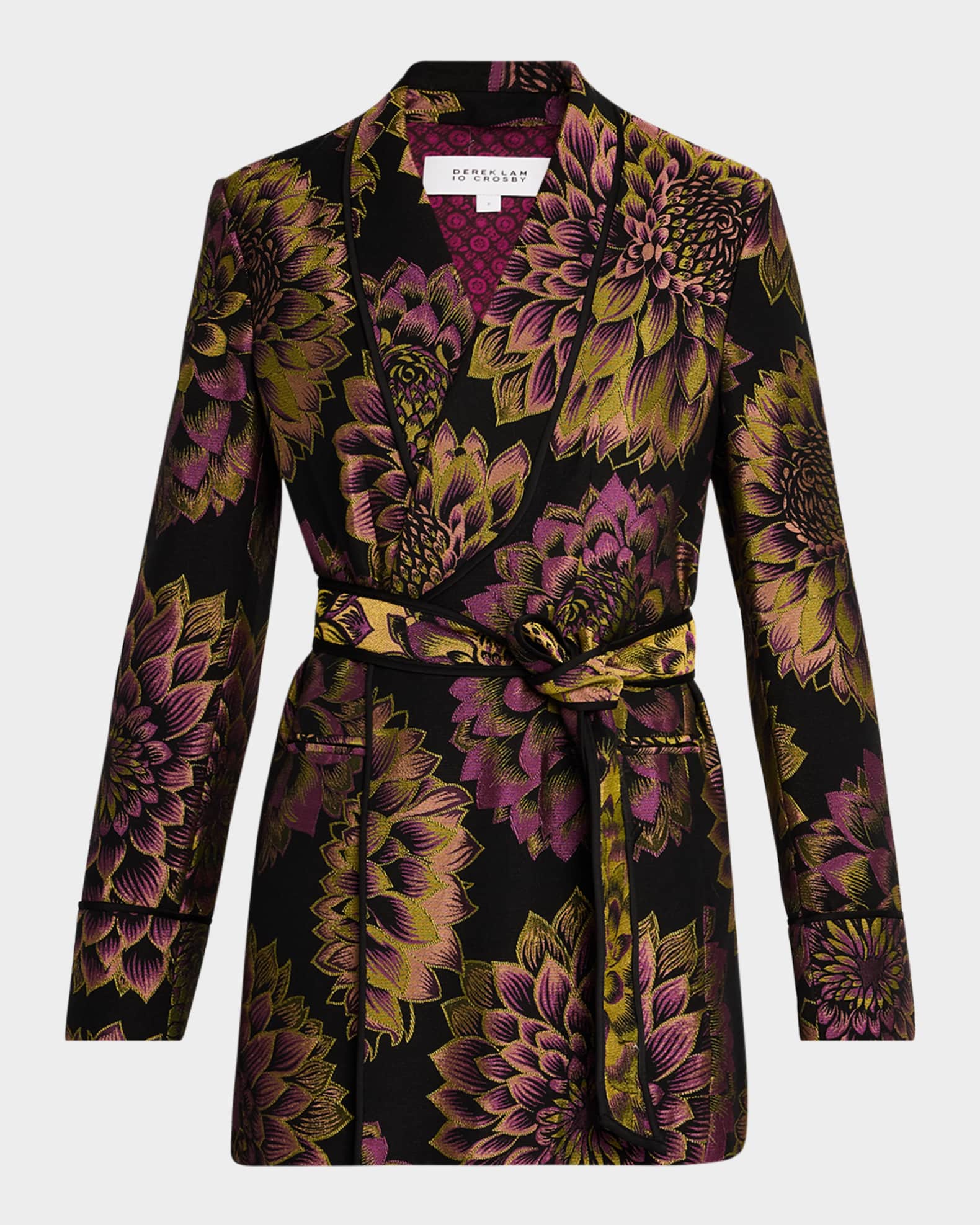 Derek Lam 10 Crosby Orville Floral Jacquard Belted Smoking Jacket Neiman Marcus