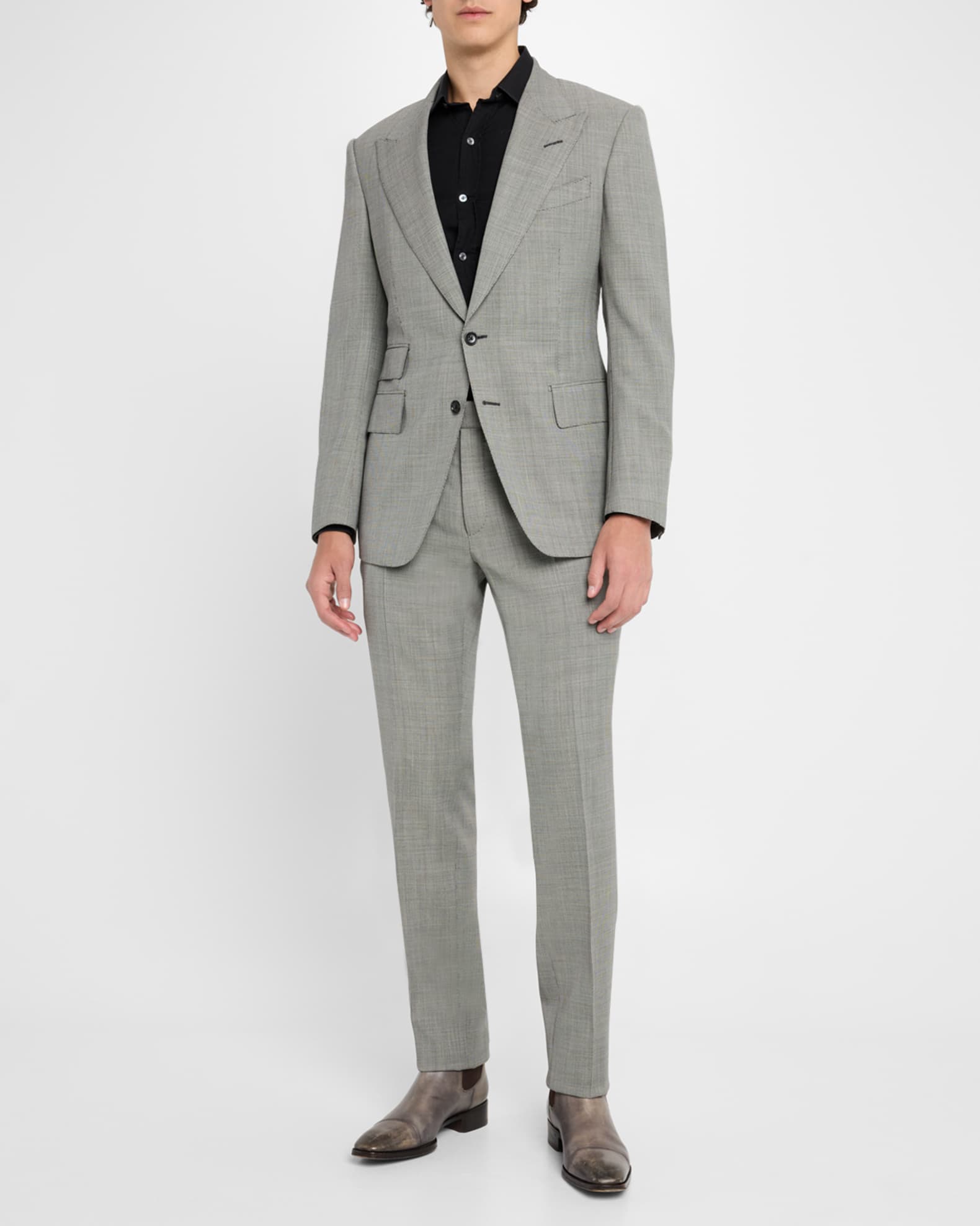 TOM FORD ライトグレー スーツ　Made to Major TOM FORD Men's Shelton Nailhead Suit | Neiman Marcus