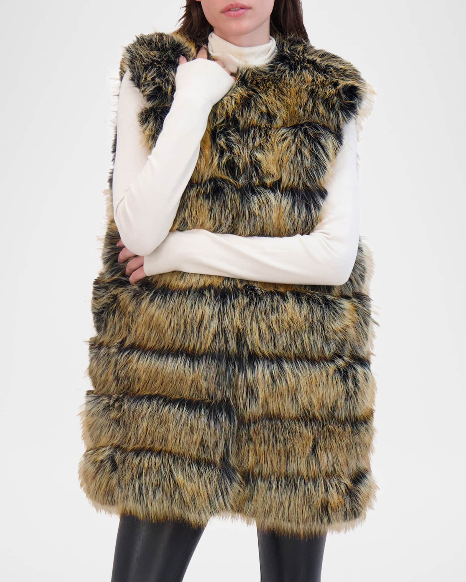 Theia Fox-Like Faux Fur Vest | Neiman Marcus