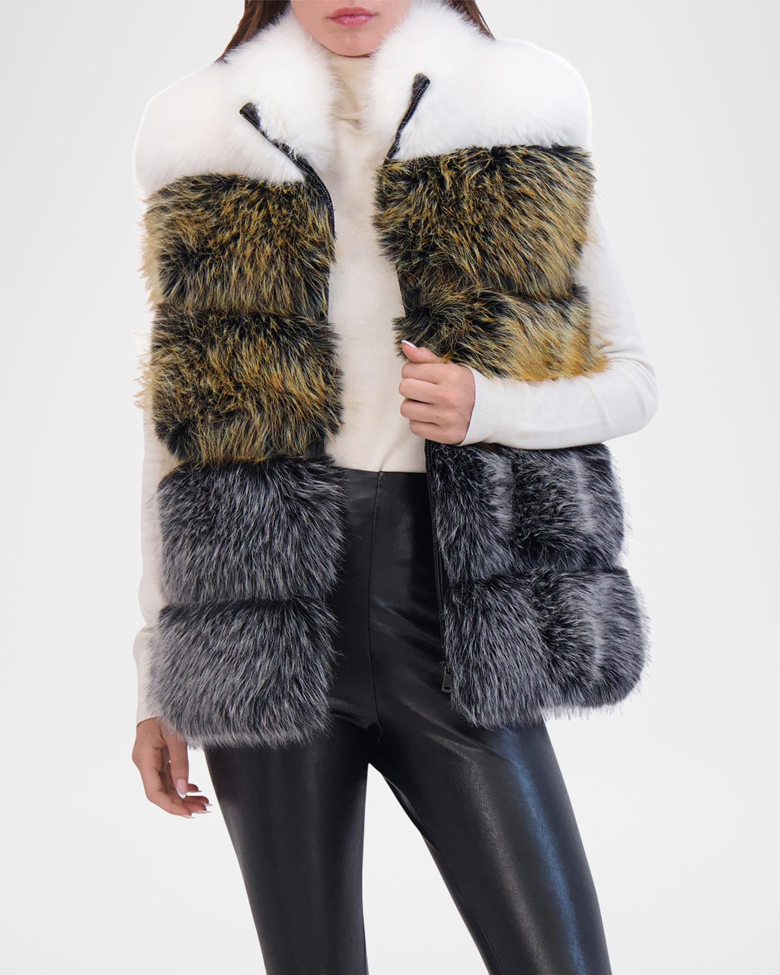 Theia Fox-Like Faux Fur Vest | Neiman Marcus
