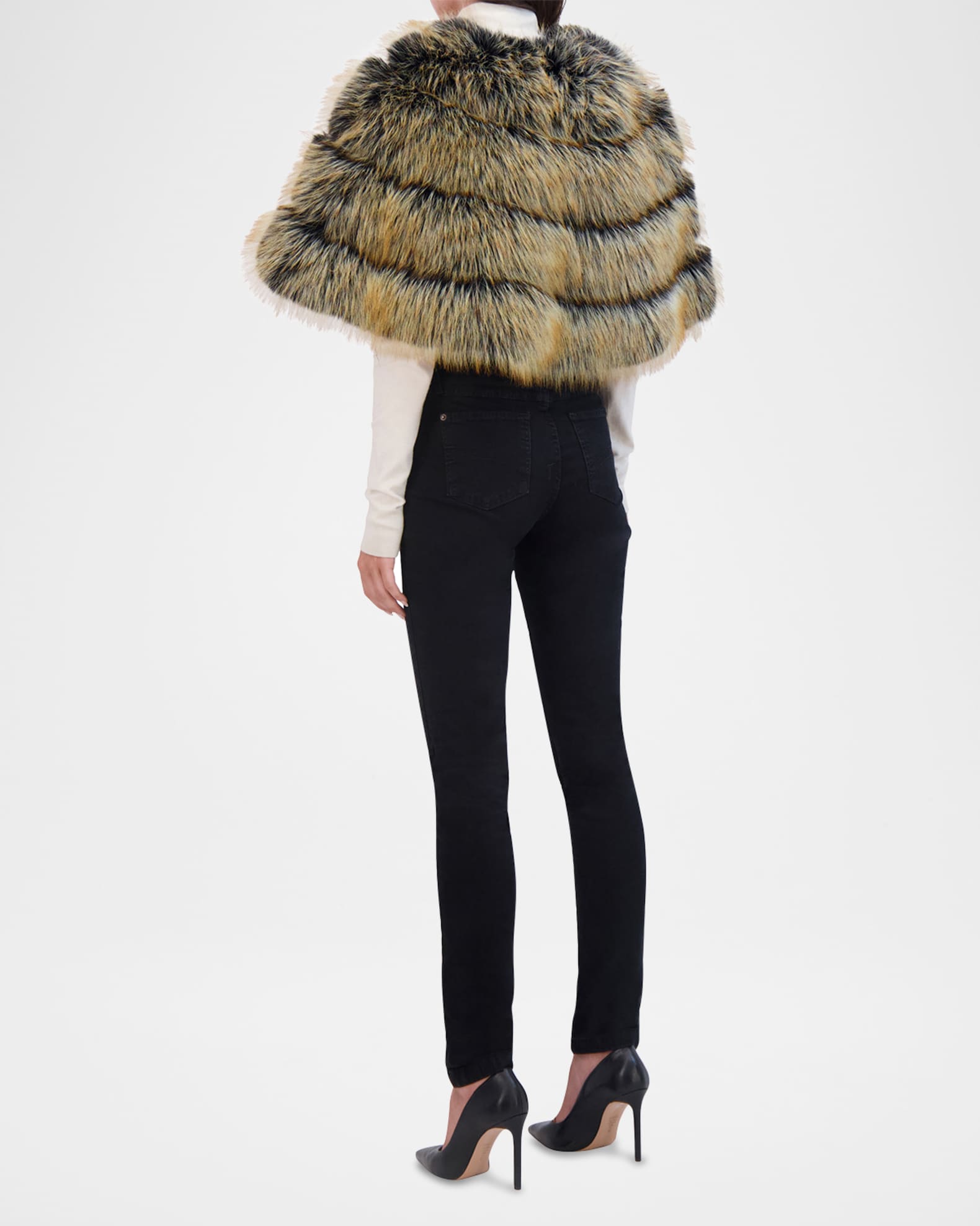 Theia Fox-Like Faux Fur Cape | Neiman Marcus