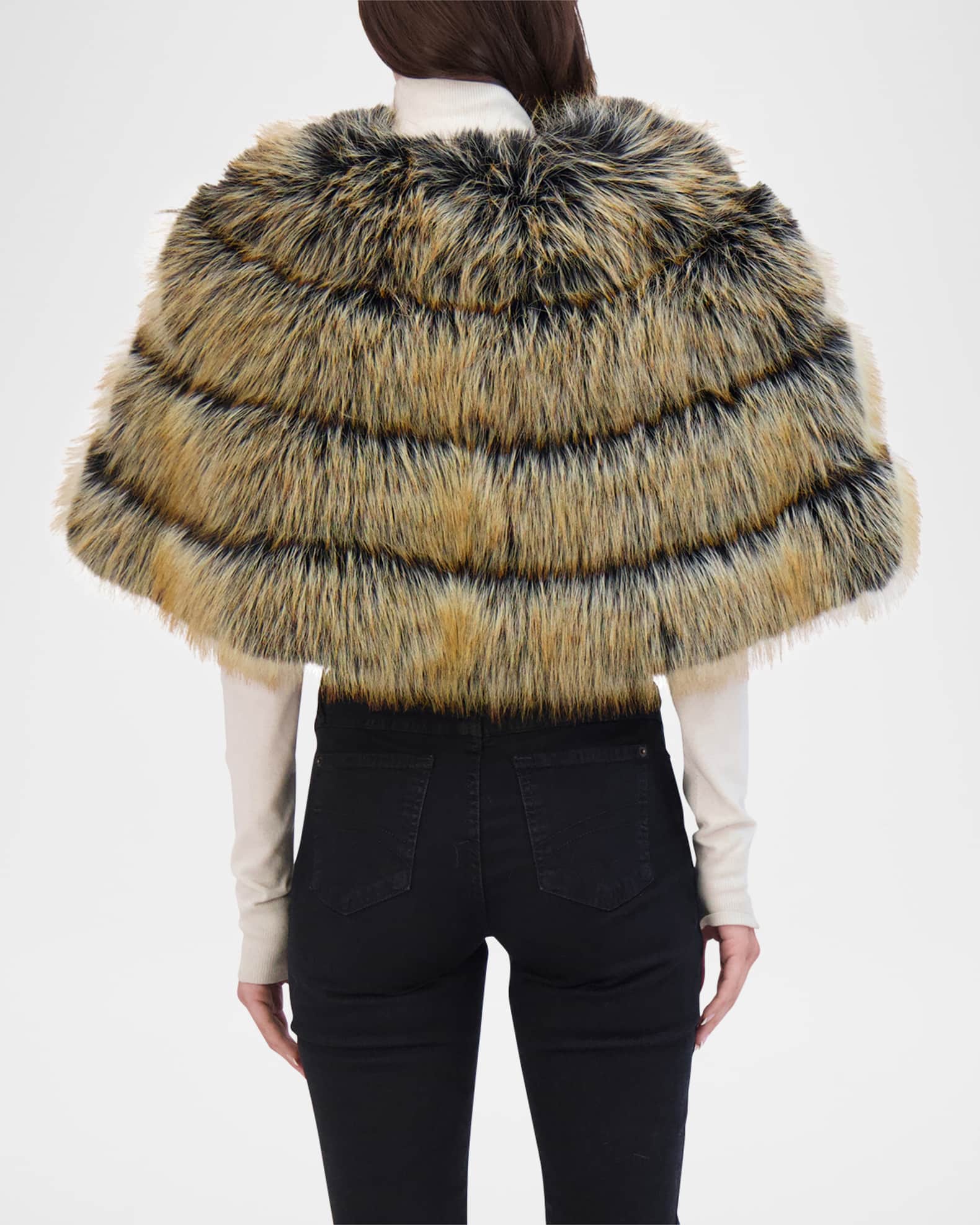 Theia Fox-Like Faux Fur Cape | Neiman Marcus