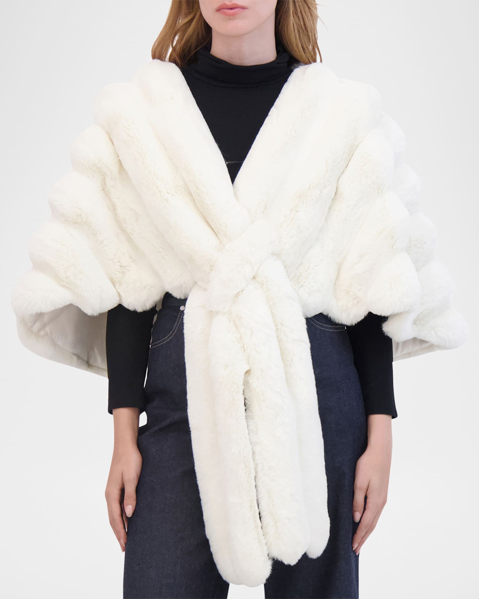 Chinchilla-Like Faux Fur Stole 0