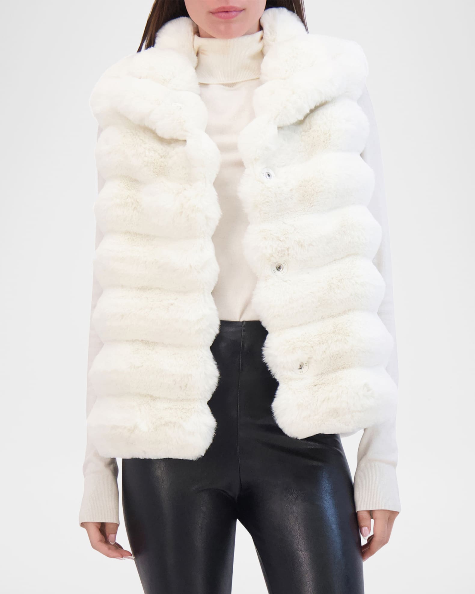 Horizontal Chinchilla-Like Faux Fur Vest 1