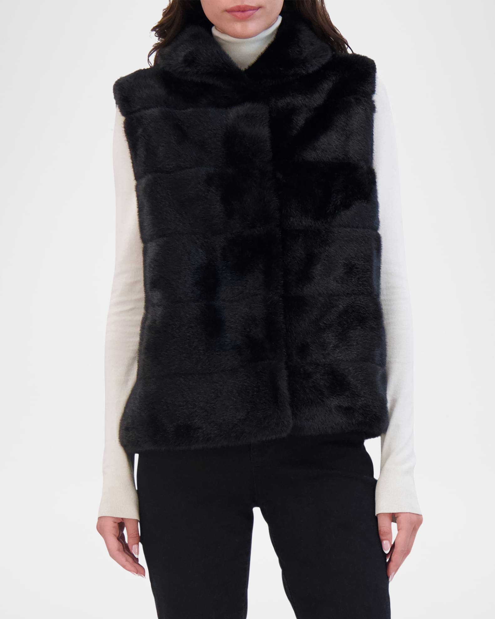 Horizontal Mink-Like Faux Fur Vest 0
