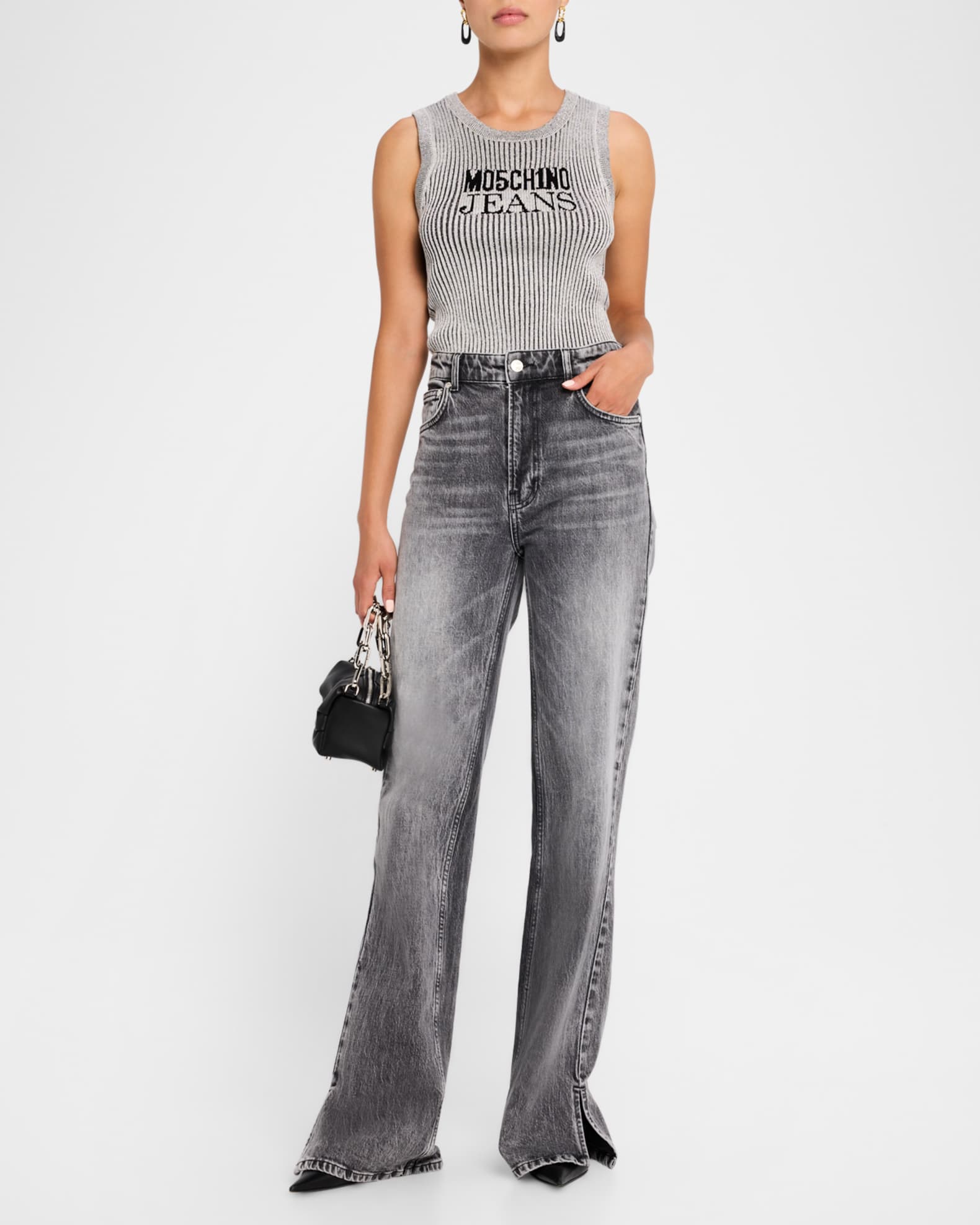 Moschino Jeans Bootcut Split-Hem Jeans | Neiman Marcus
