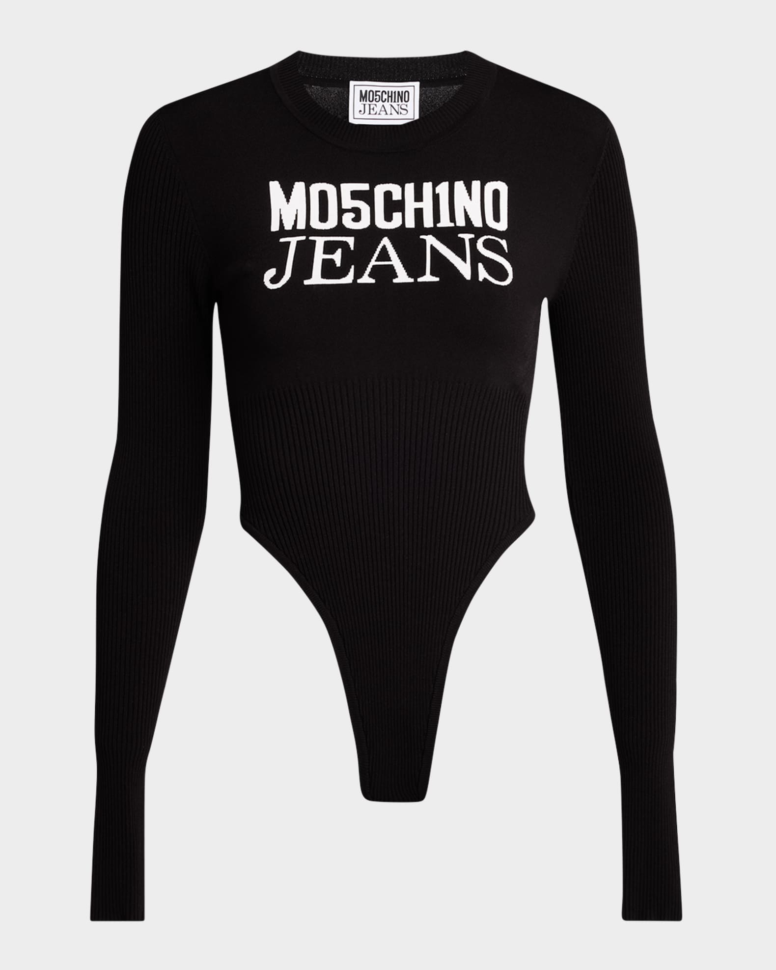Moschino Jeans Long Sleeve Logo Bodysuit Neiman Marcus