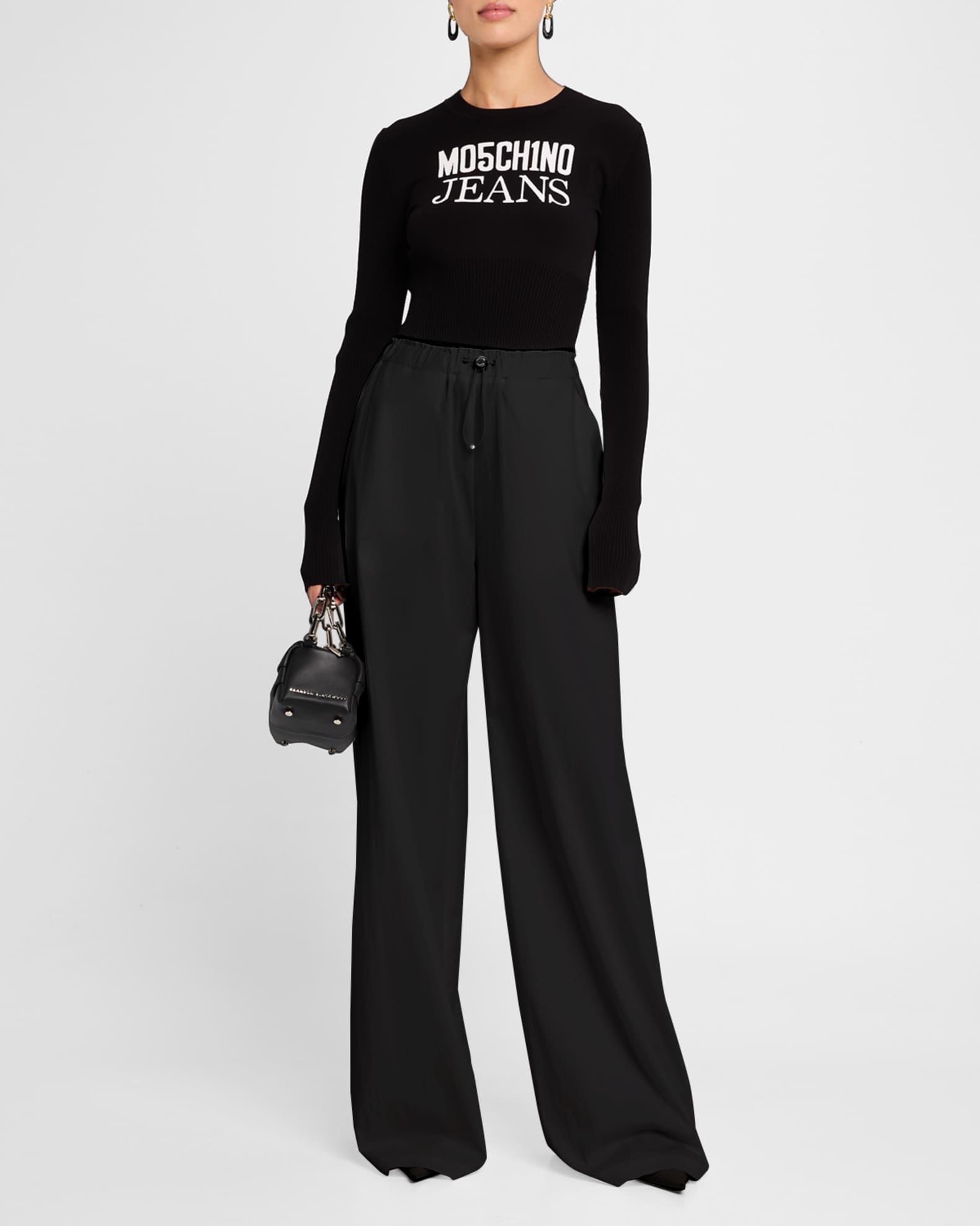 Technical Cotton Drawstring Palazzo Pants 1