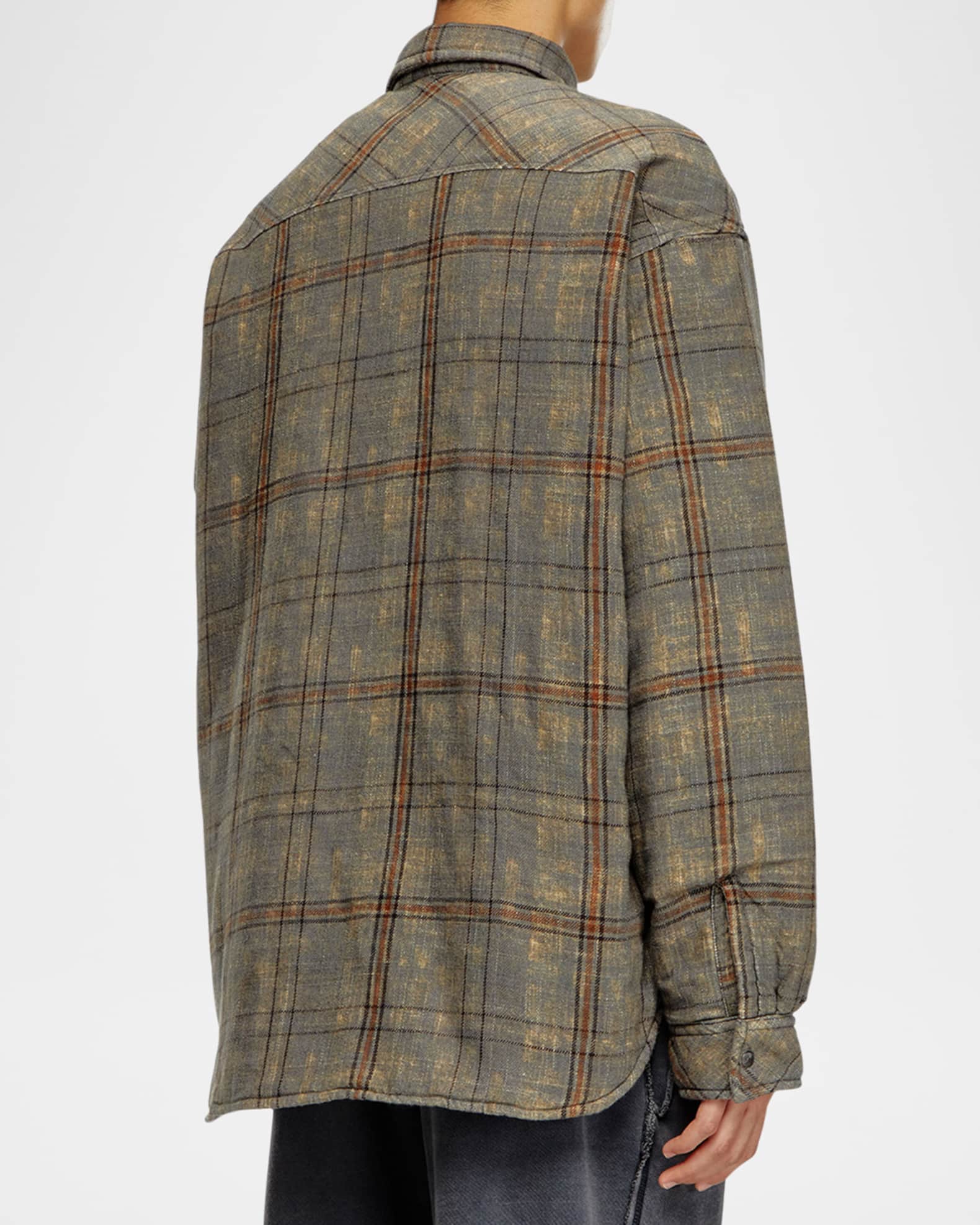 Diesel S Hamme Padded Check Jacket Hazelnut